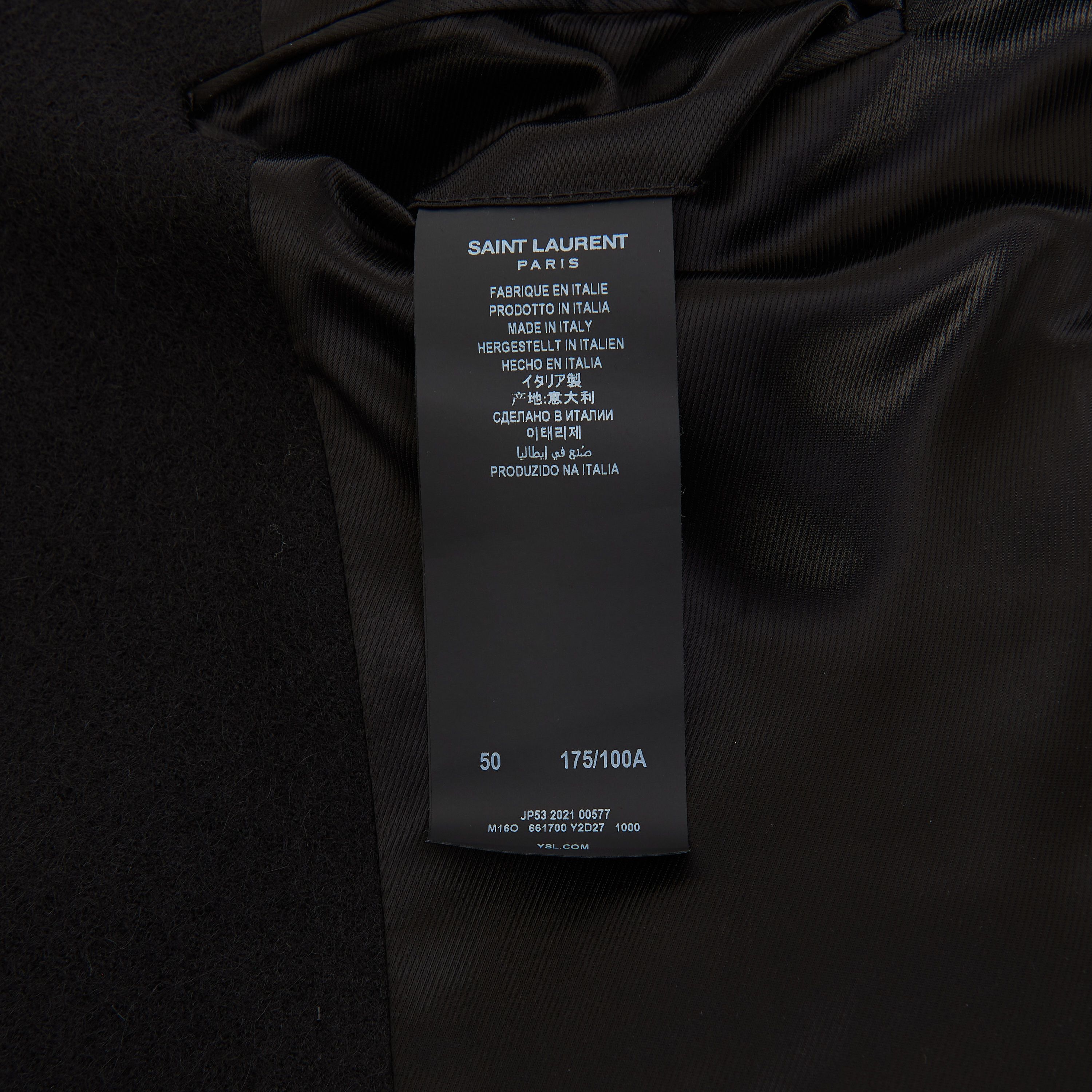 Saint Laurent Paris Slimfit Double Breasted Wool & Mohair Blend Coat Size US M / EU 48-50 / 2 - 12 Thumbnail