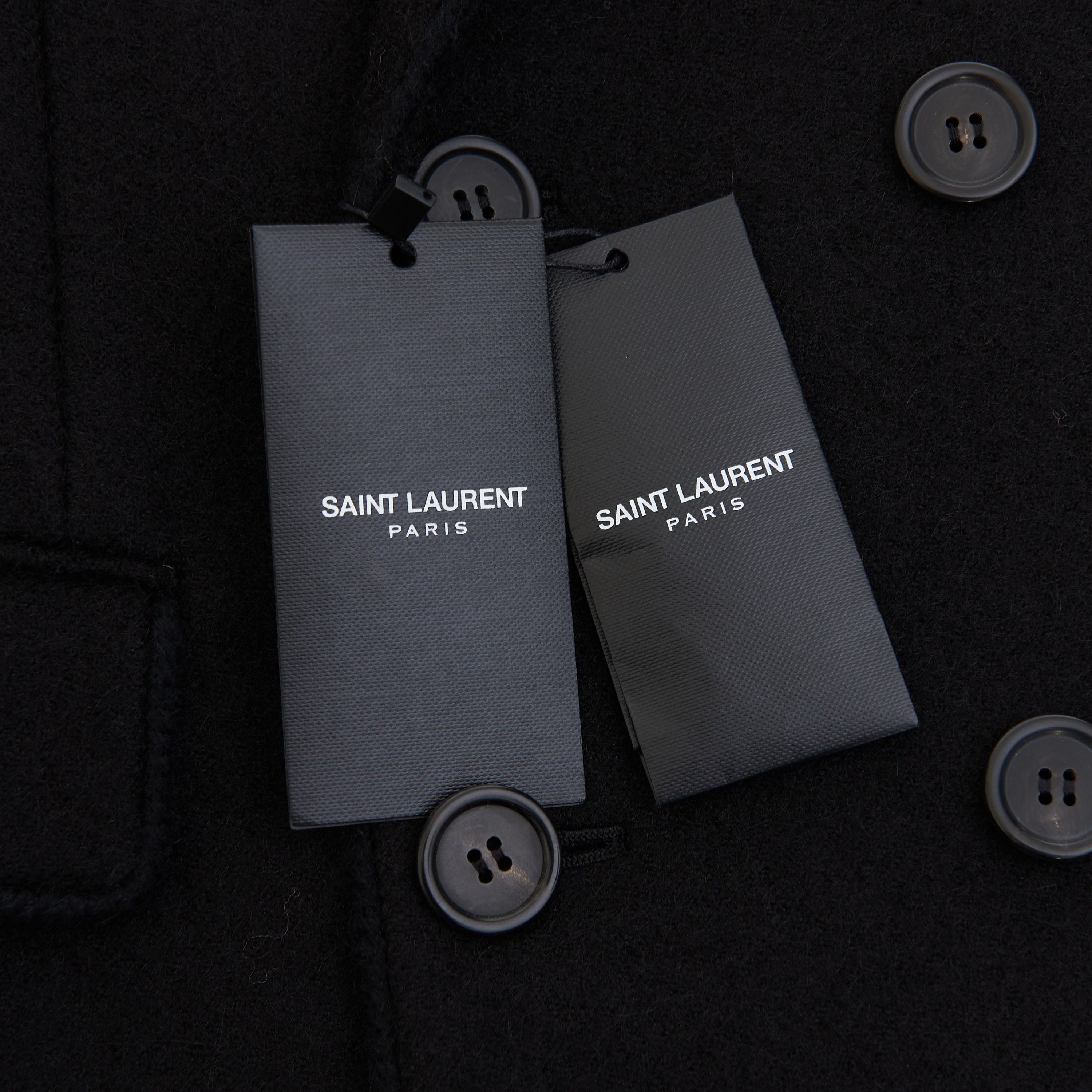 Saint Laurent Paris Slimfit Double Breasted Wool & Mohair Blend Coat Size US M / EU 48-50 / 2 - 14 Thumbnail