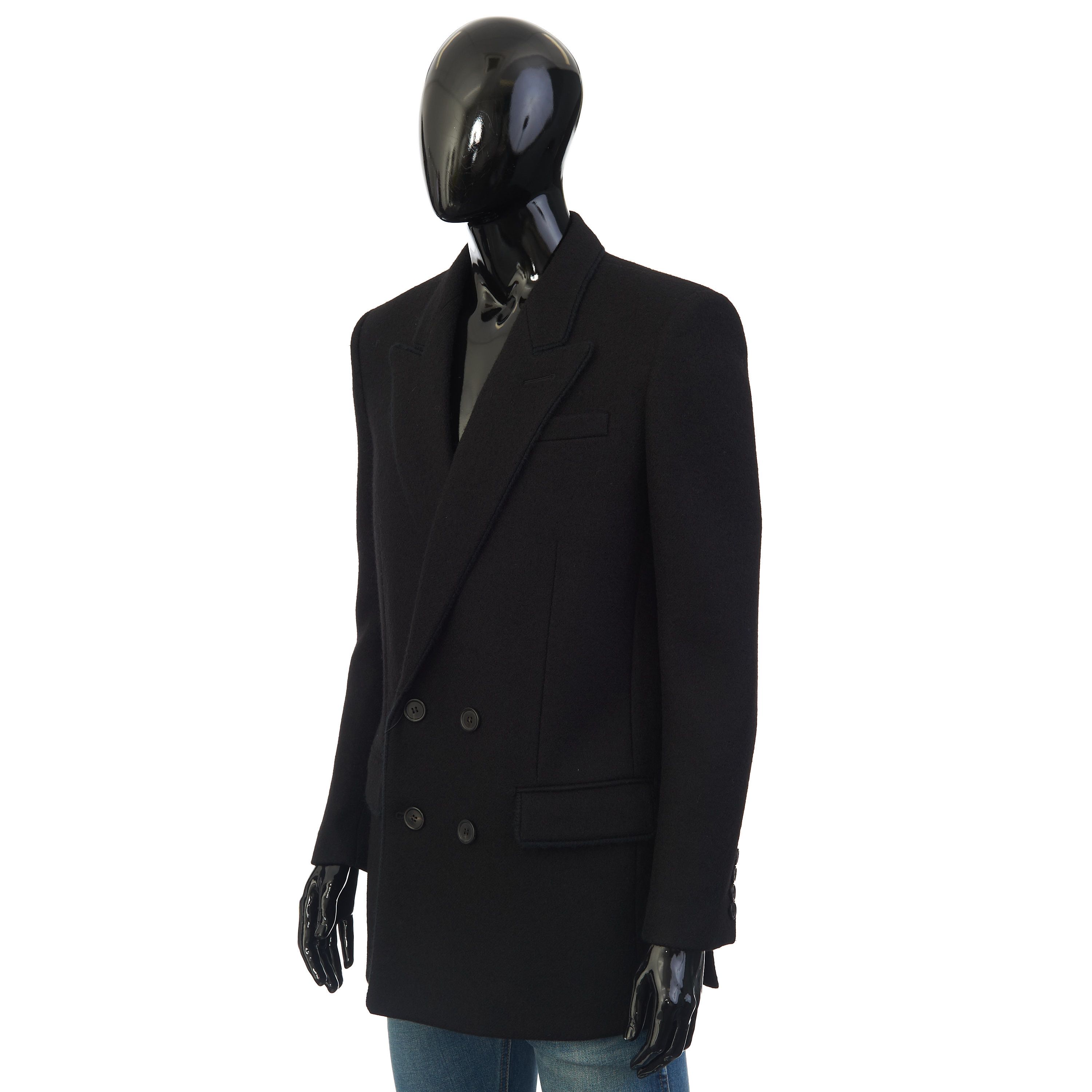 Saint Laurent Paris Slimfit Double Breasted Wool & Mohair Blend Coat Size US M / EU 48-50 / 2 - 2 Thumbnail