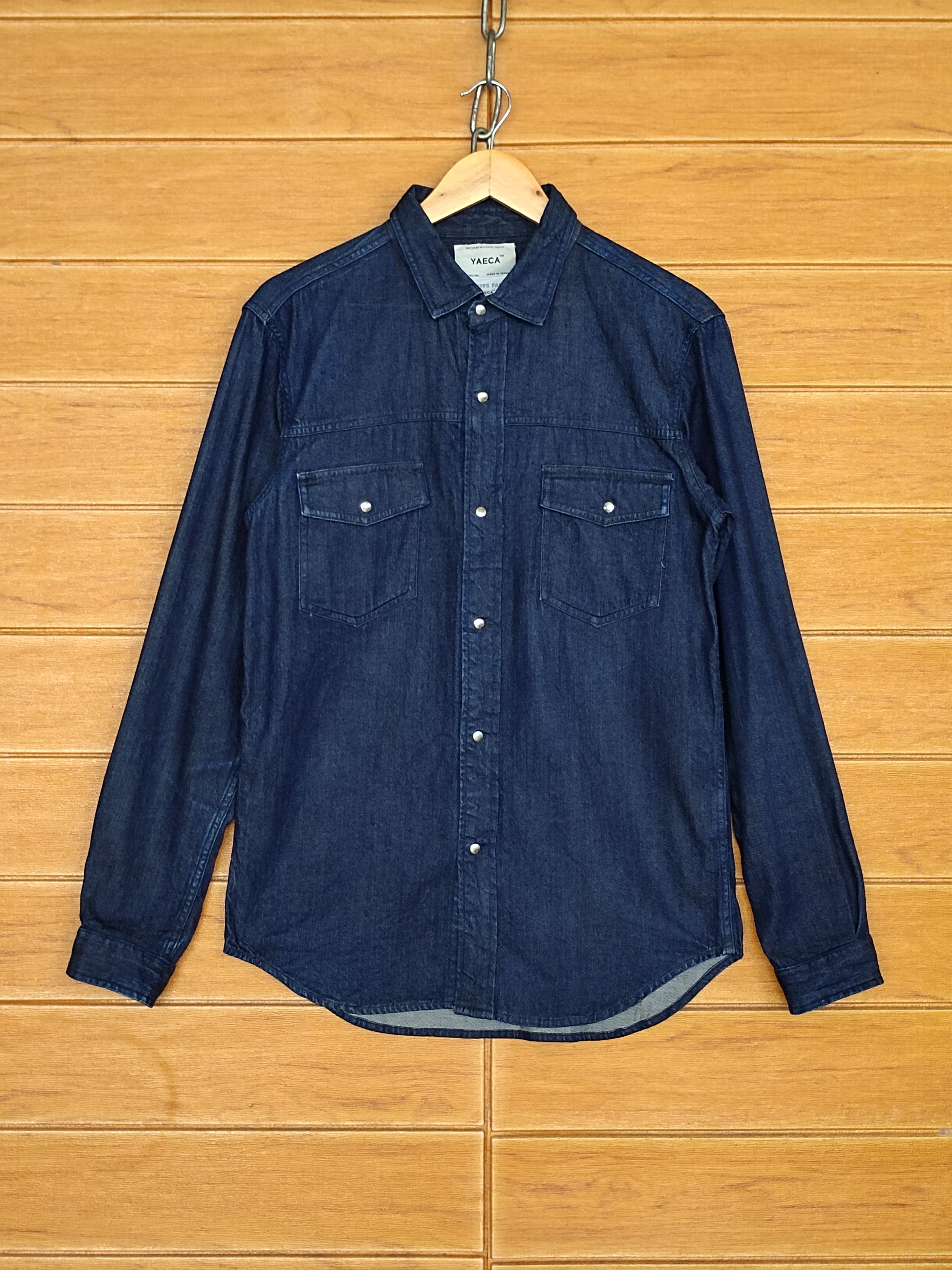 YAECA Vintage 90s YAECA Japan Double Pocket Indigo Denim Shirt Size US M / EU 48-50 / 2 - 2 Thumbnail
