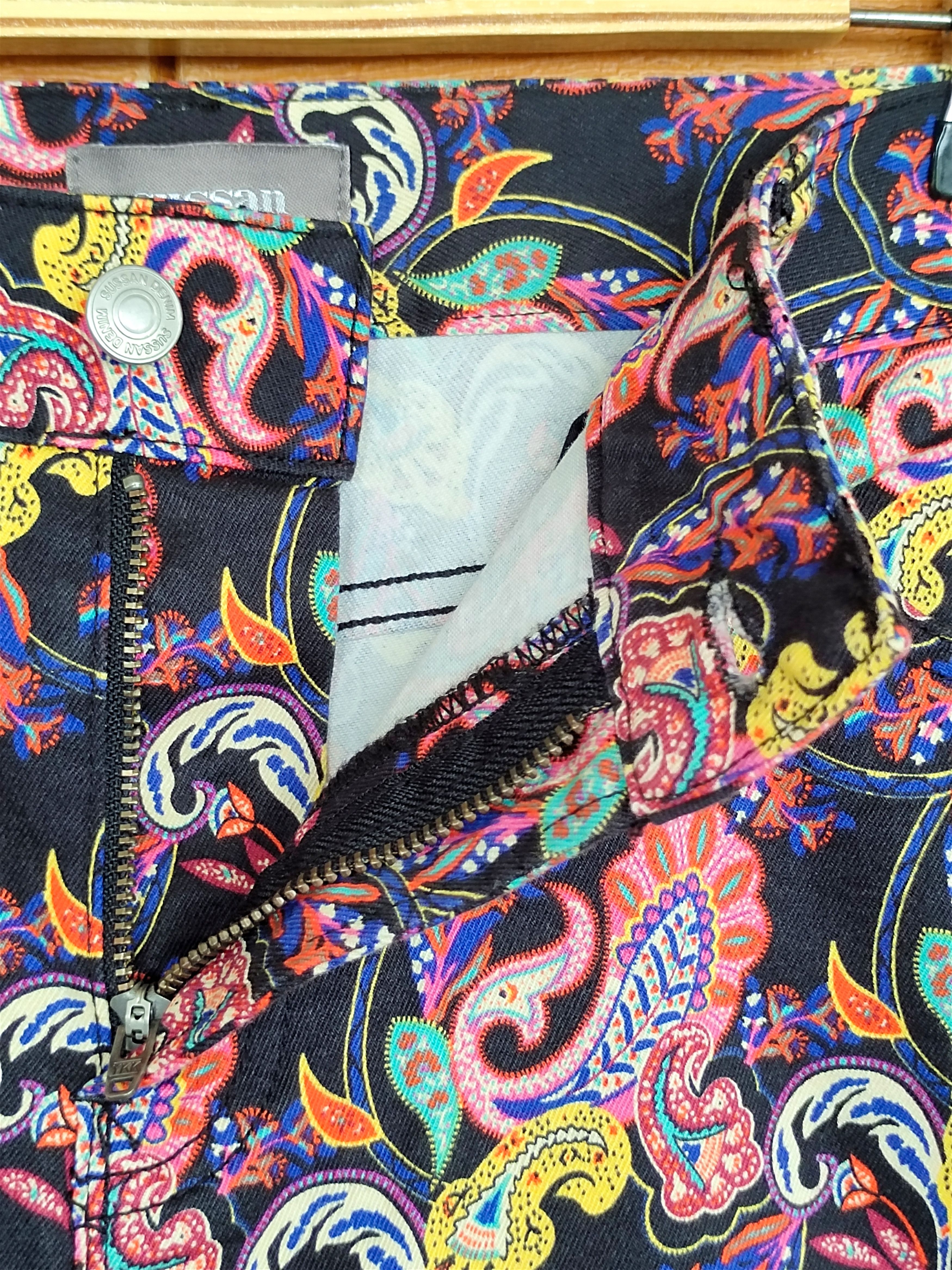 If Six Was Nine Sussan Paisley Printed Skinny Denim Pants Hippie Size 32" / US 10 / IT 46 - 16 Thumbnail