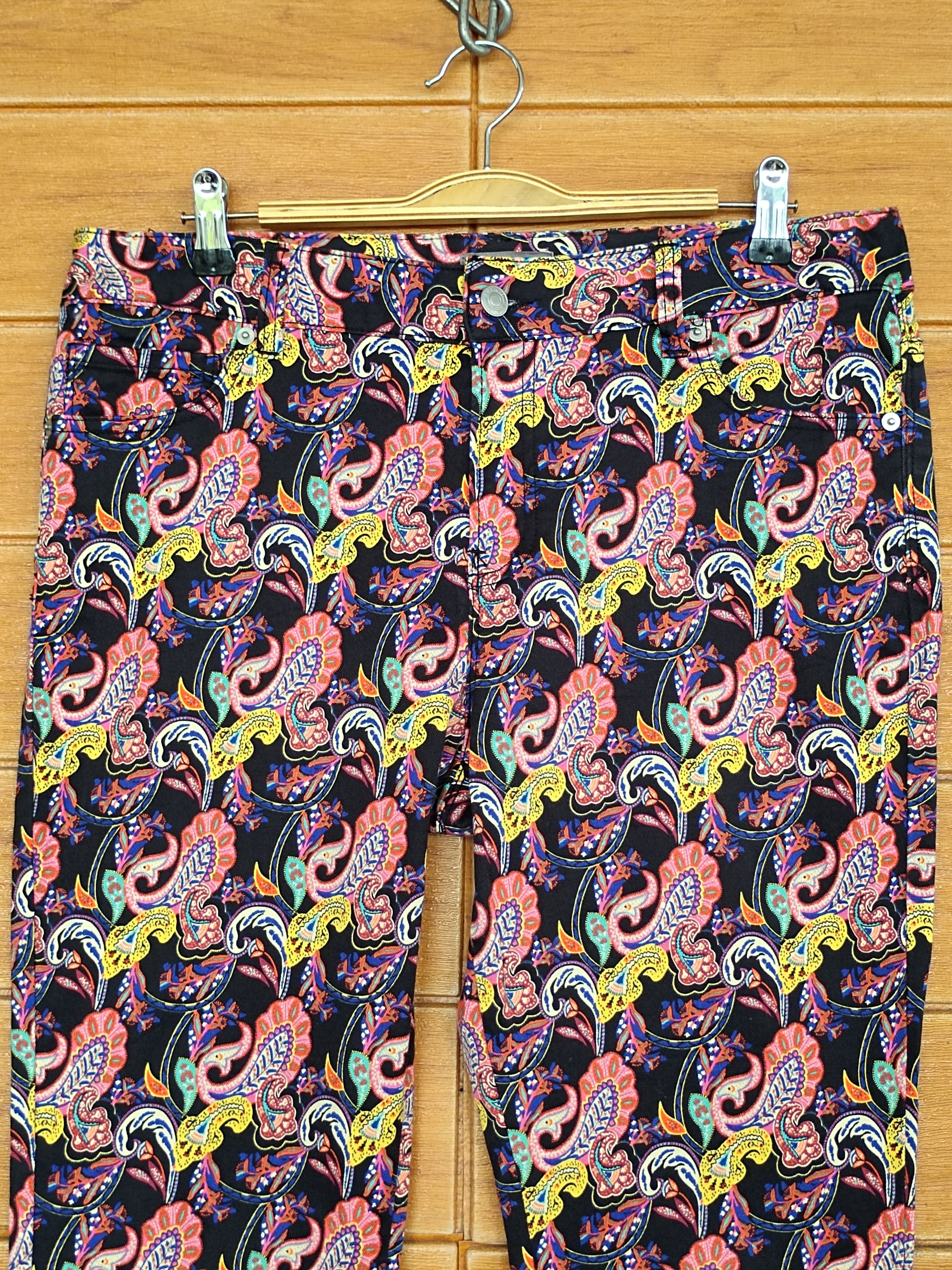 If Six Was Nine Sussan Paisley Printed Skinny Denim Pants Hippie Size 32" / US 10 / IT 46 - 4 Thumbnail