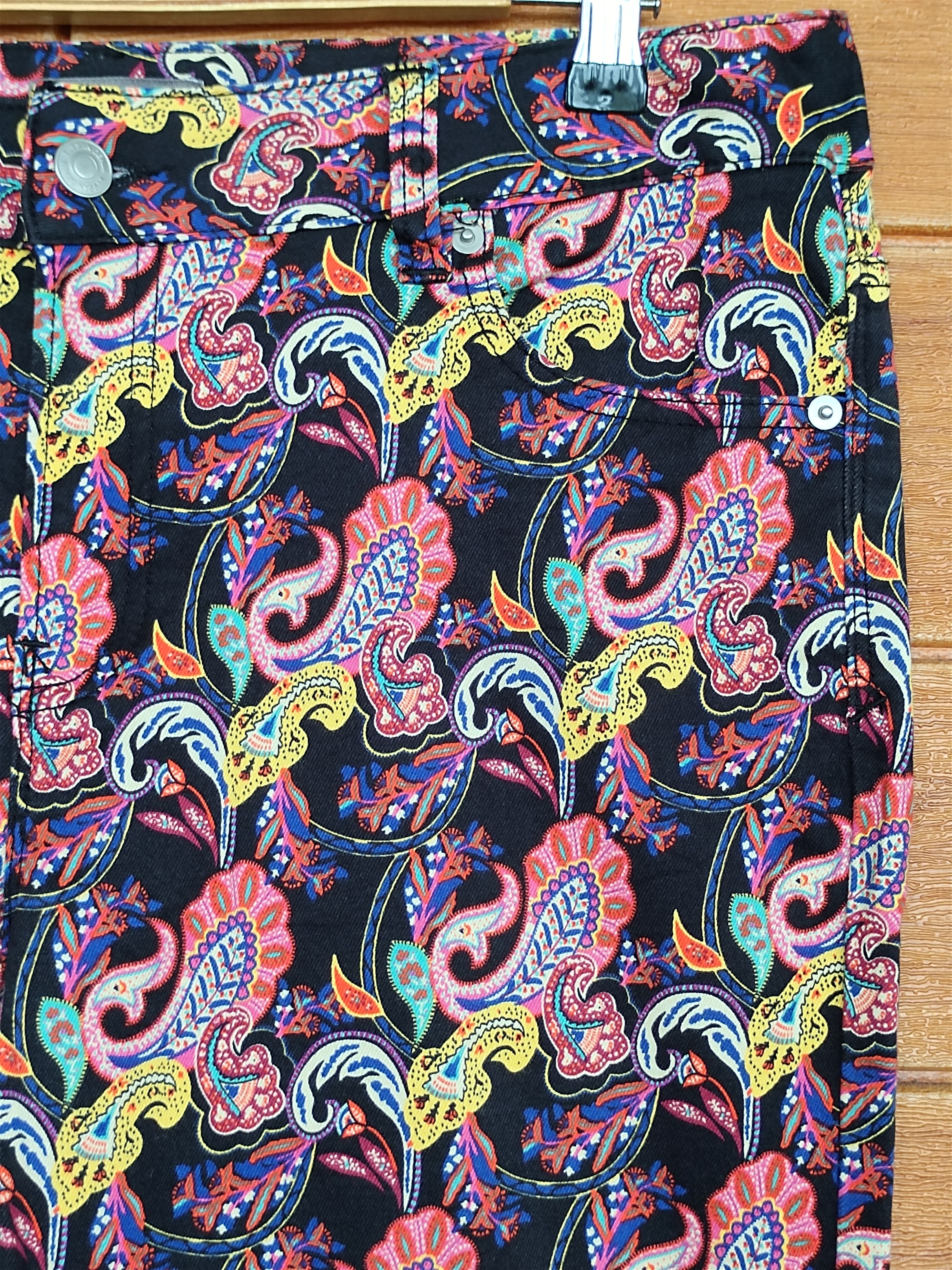 If Six Was Nine Sussan Paisley Printed Skinny Denim Pants Hippie Size 32" / US 10 / IT 46 - 5 Thumbnail