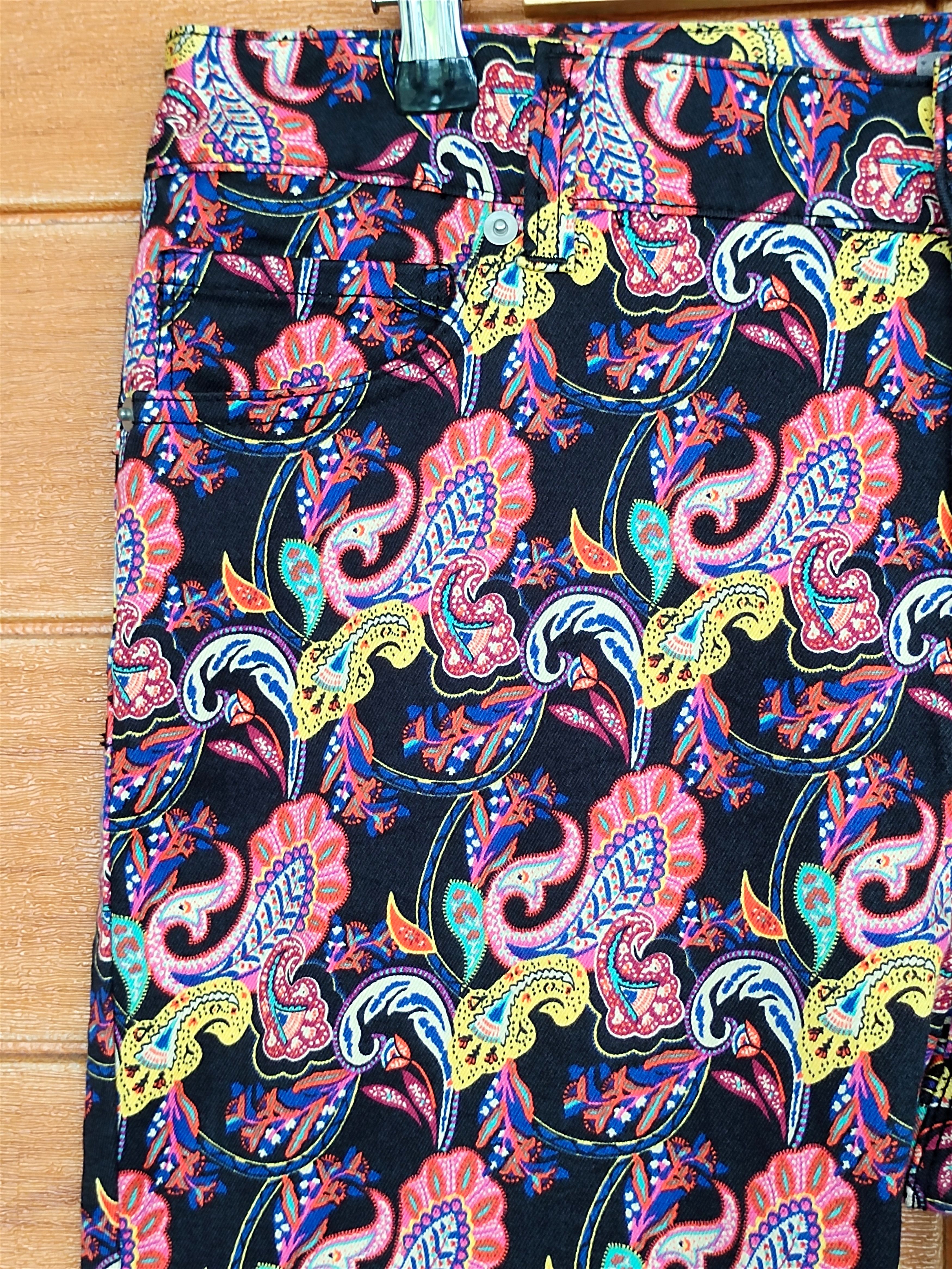 If Six Was Nine Sussan Paisley Printed Skinny Denim Pants Hippie Size 32" / US 10 / IT 46 - 6 Thumbnail