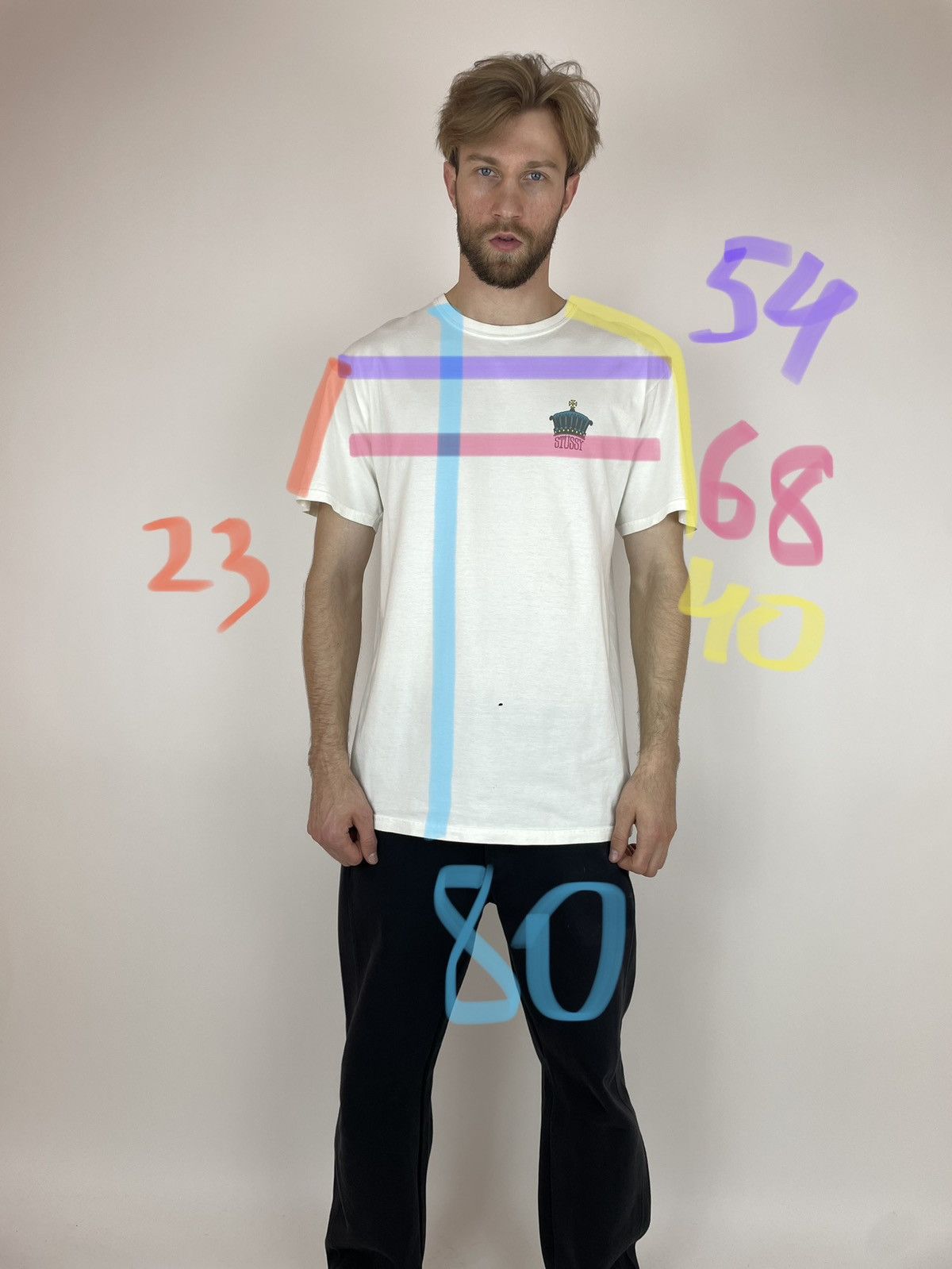 Other STUSSY VINTAGE WHITE T-SHIRT WITH QUEEN PRINT Mens size L Size US L / EU 52-54 / 3 - 13 Thumbnail