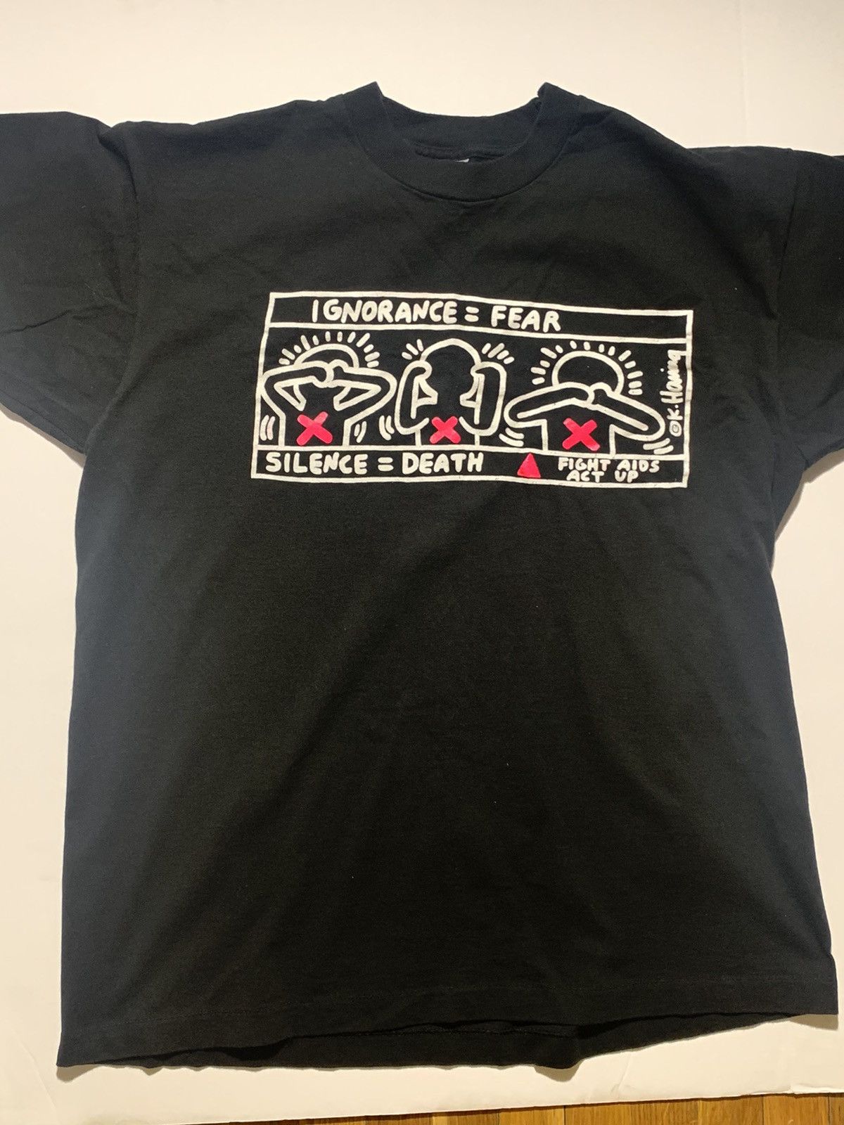 Keith Haring × Vintage Keith Haring "Silence = Death" "Fight Aids Act Up" Size US XL / EU 56 / 4 - 13 Thumbnail