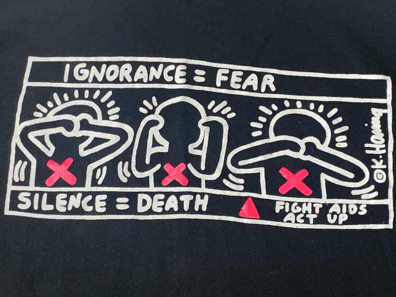 Keith Haring × Vintage Keith Haring "Silence = Death" "Fight Aids Act Up" Size US XL / EU 56 / 4 - 7 Thumbnail