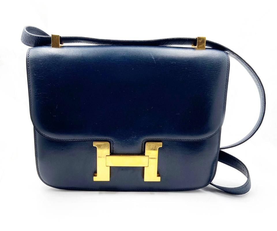 Hermes Vintage Dark Navy Constance 23cm Gold H Handbag