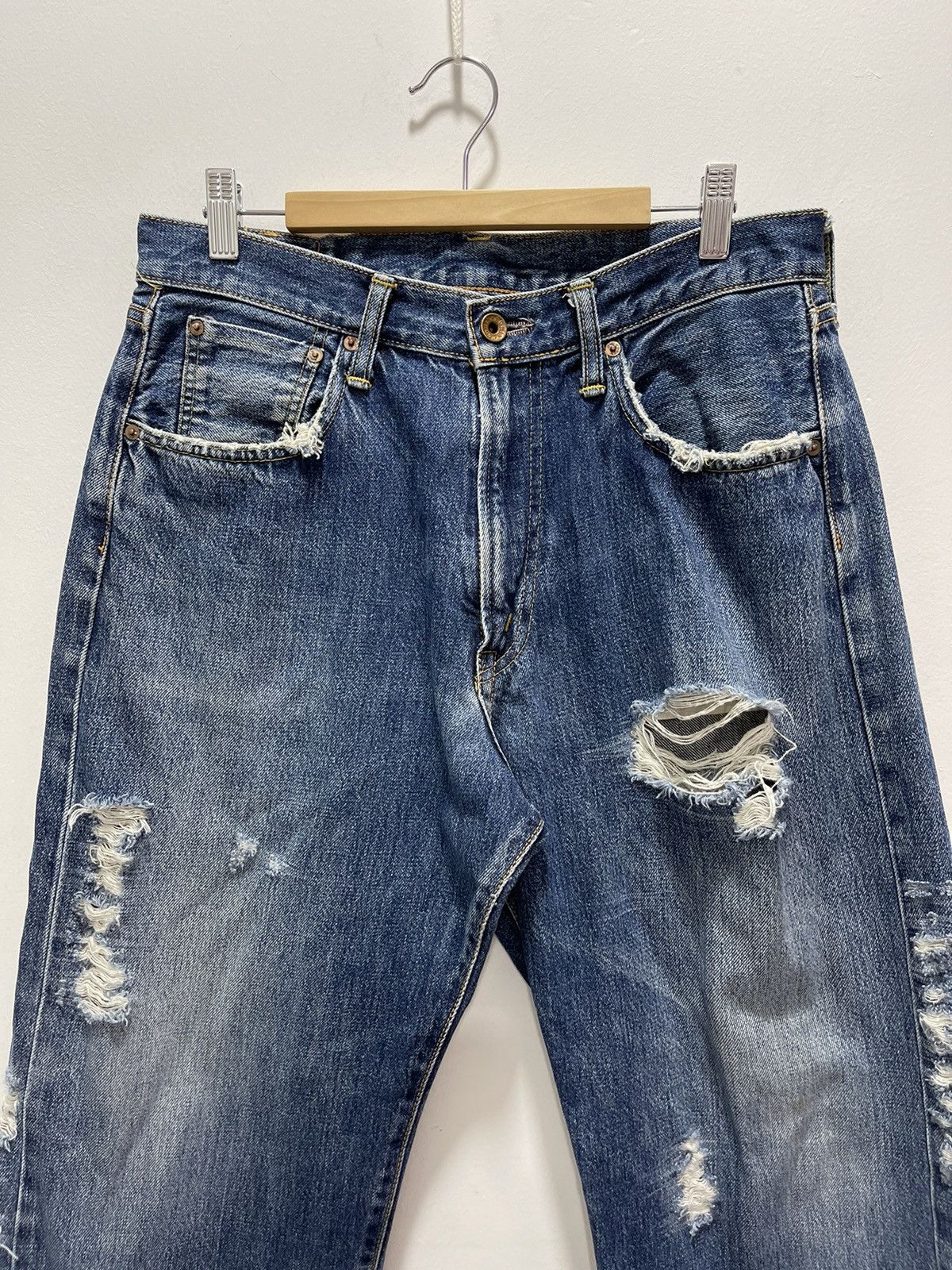 Edwin JAPANESE EDWIN DISTROYED BAGGY SELVEDGE DISTRESSED JEANS Size US 30 / EU 46 - 4 Thumbnail