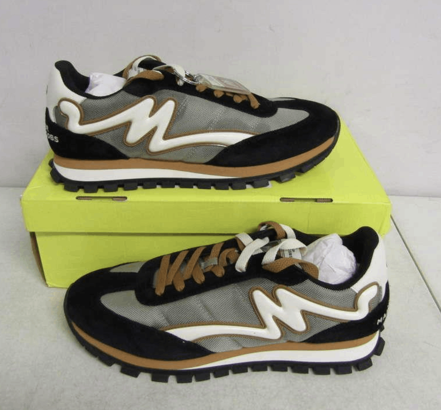 image of Marc Jacobs Men's Us 14 The Jogger Suede Mesh Sneakers in Brown