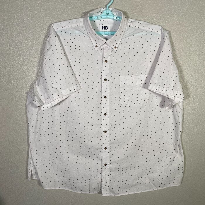 Vintage Harbor Bay Shirt Mens 3XLT Tall White Polka Dot Button Down