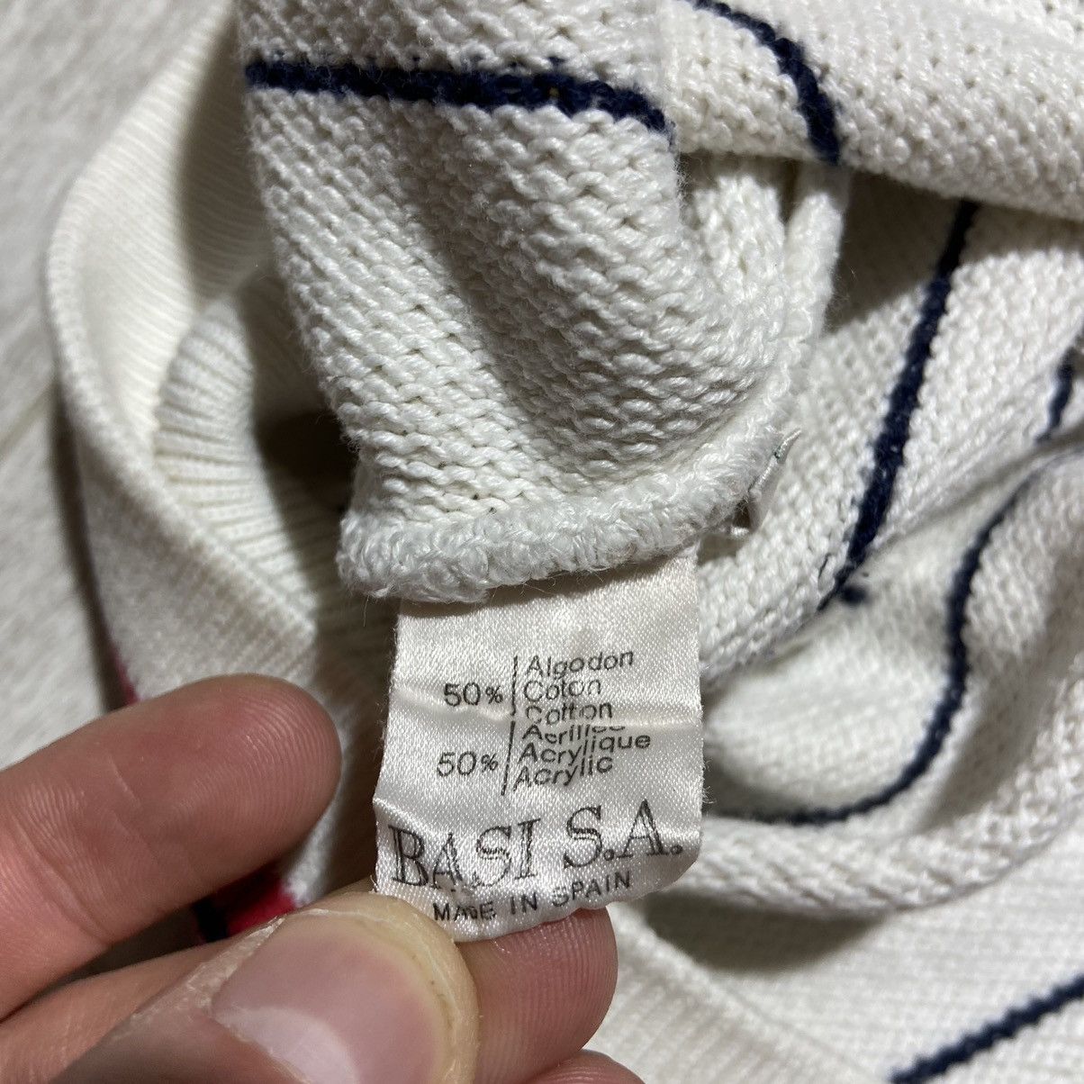 Lacoste × Vintage 90’s Vintage Lacoste V-Neck Stripe Sweater Size US XL / EU 56 / 4 - 6 Thumbnail