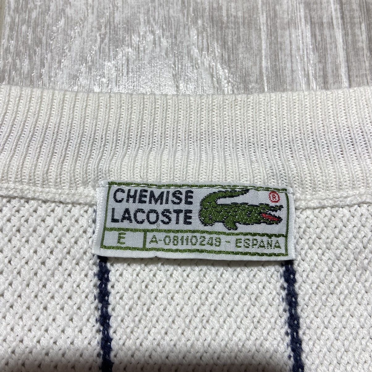 Lacoste × Vintage 90’s Vintage Lacoste V-Neck Stripe Sweater Size US XL / EU 56 / 4 - 5 Thumbnail