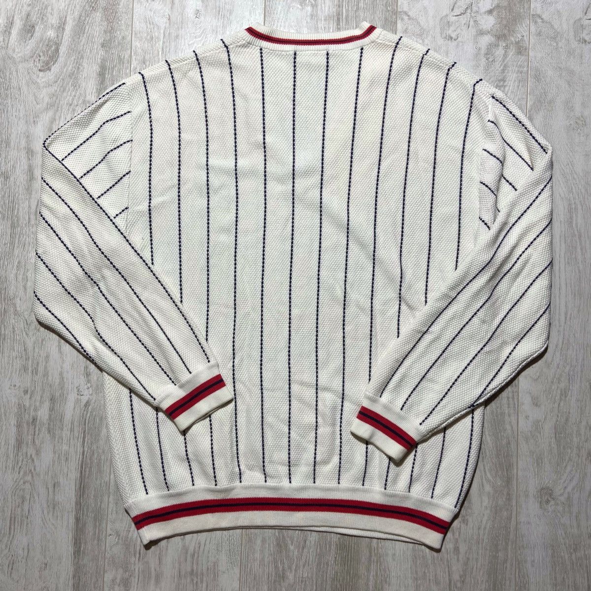 Lacoste × Vintage 90’s Vintage Lacoste V-Neck Stripe Sweater Size US XL / EU 56 / 4 - 7 Thumbnail