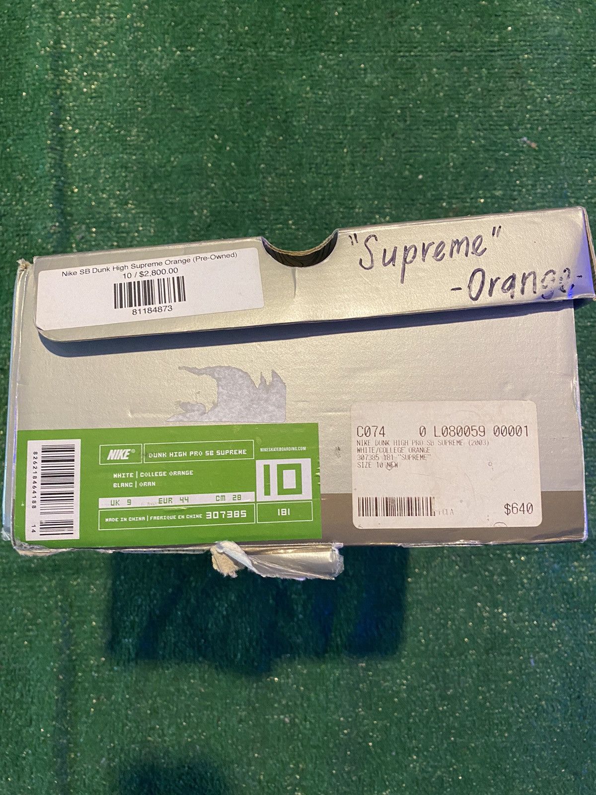 Nike × Supreme Nike SB Dunk High Supreme Orange Size US 10 / EU 43 - 14 Thumbnail