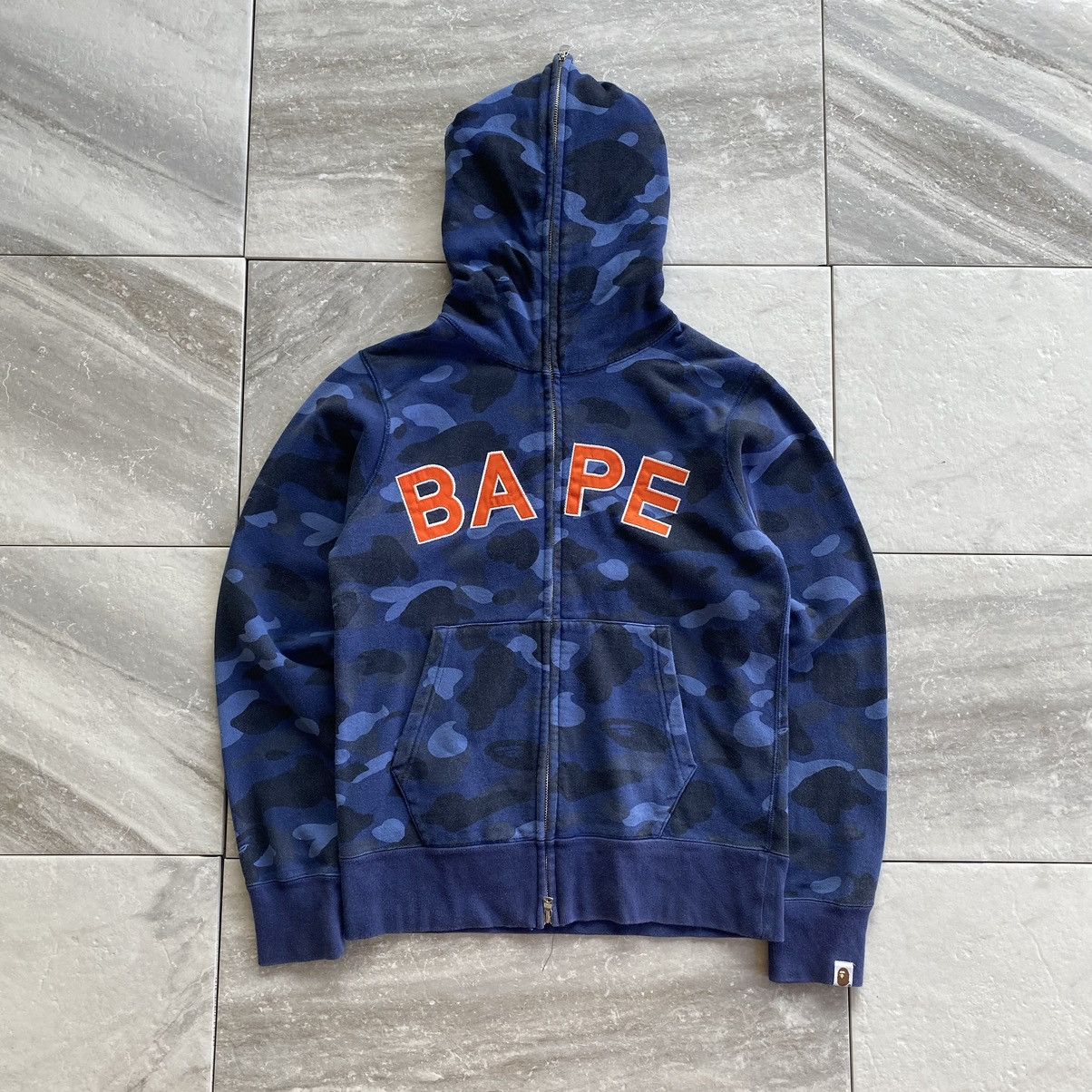 Bape Bape Blue Camo Zip Up Hoodie Grailed