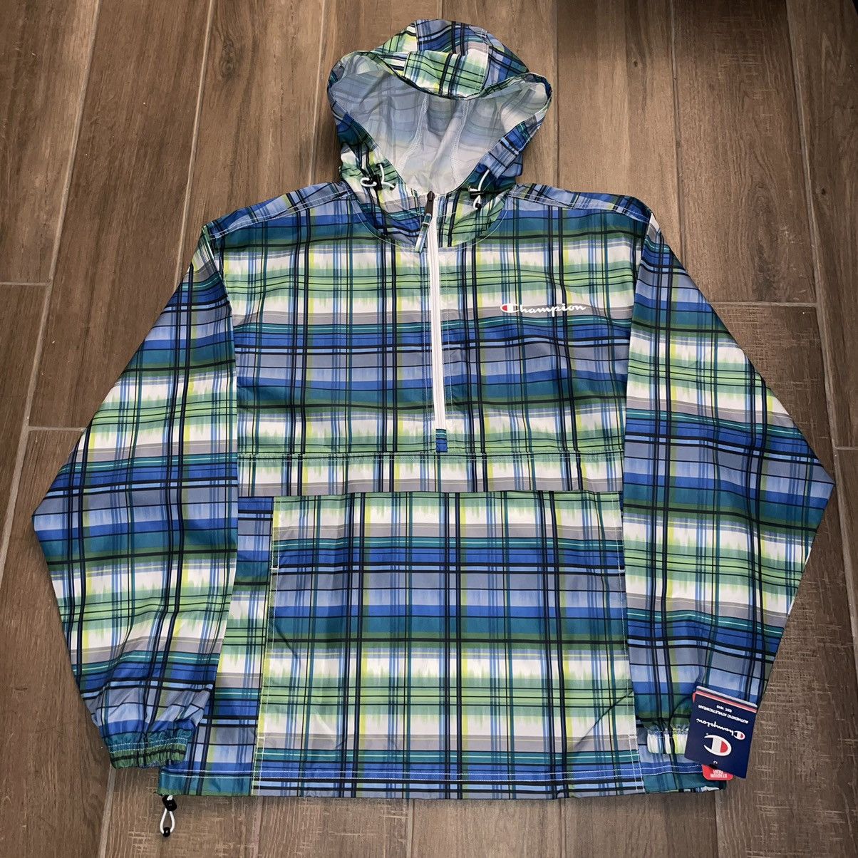 Champion Champion Plaid Anorak Windbreaker Jacket 1/4 Zip Up Grid | Grailed