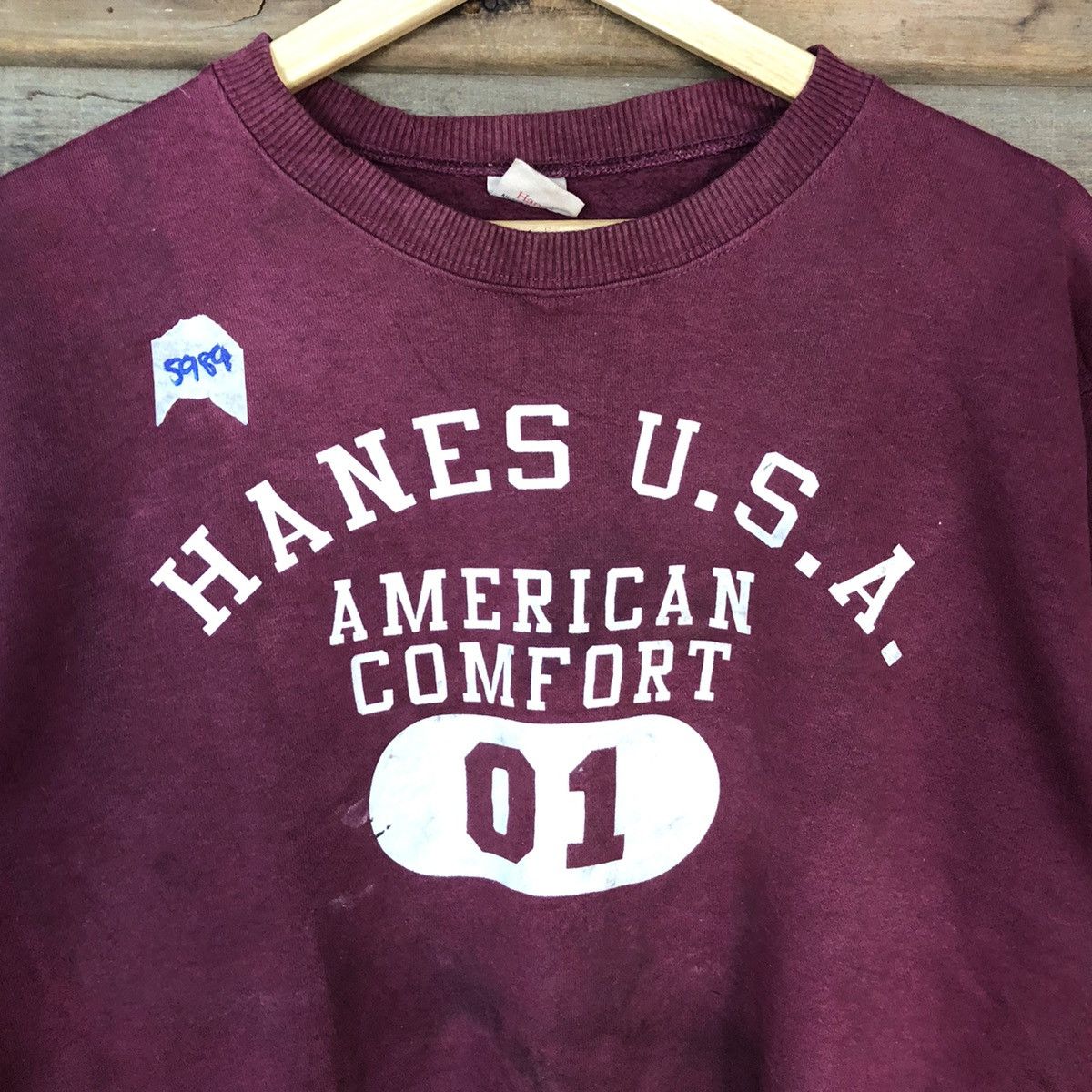 Hanes × Vintage Hanes U.S.A vintage Maroon Sweatshirt #5989 Size US L / EU 52-54 / 3 - 9 Thumbnail
