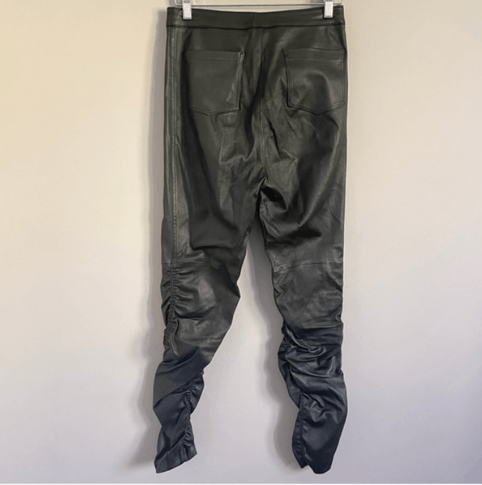 T by Alexander Wang Alexander Wang Black Stretch Leather Ruching Skinny Pants Size 28" / US 6 / IT 42 - 8 Thumbnail