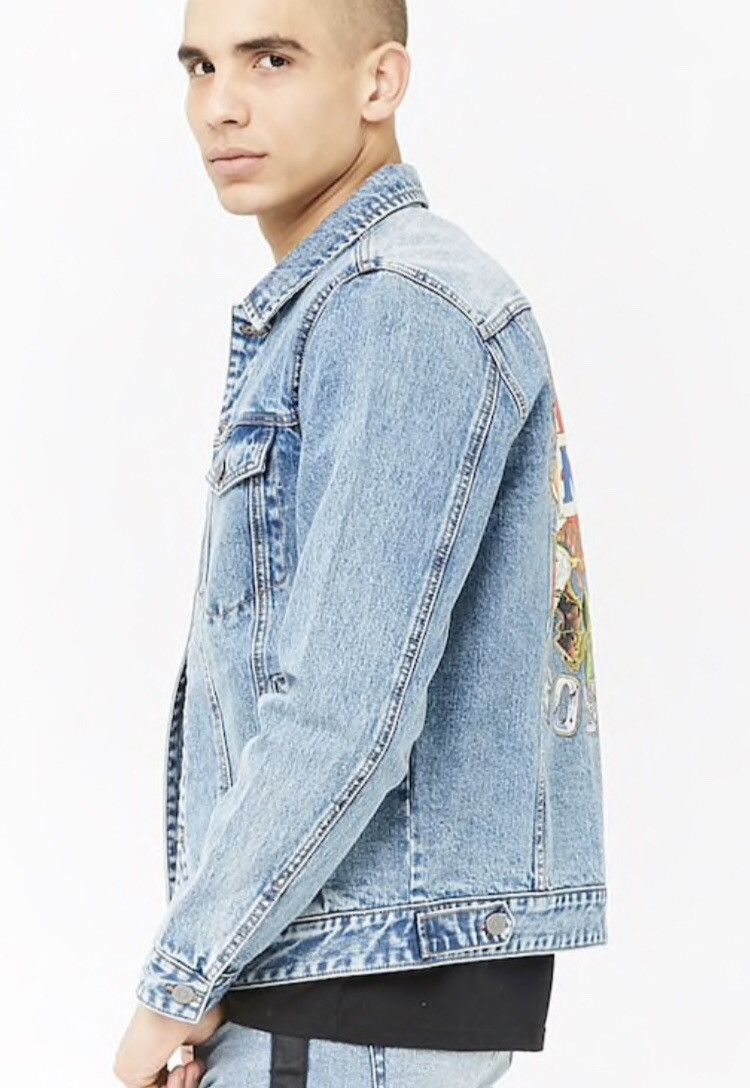 Forever 21 Guns N Roses Men s SM Guns N Roses Denim Jacket Flames Cards GNR Jacket Grailed