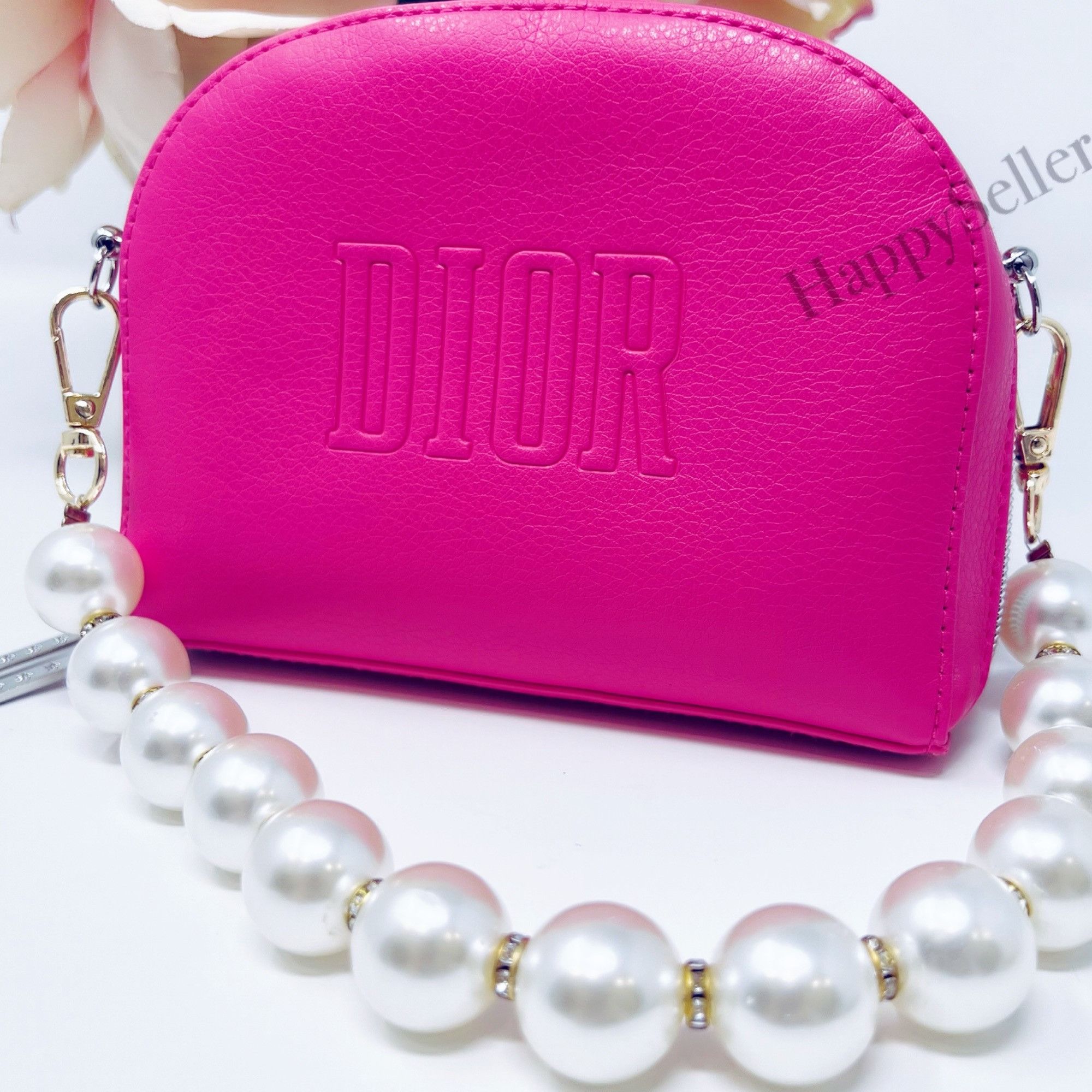 Dior authentic pink Cosmetic bag and chain