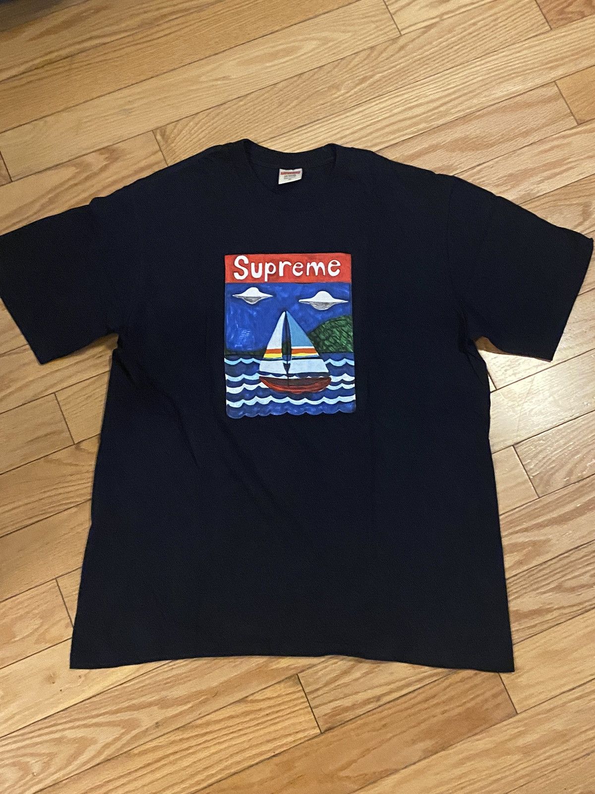Used Supreme Sailboat Tee Navy Medium
