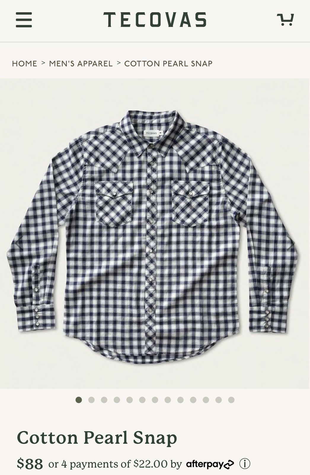 Other Tecovas Brushed Cotton Pearl Snap (Navy Gingham) BRAND NEW Size US S / EU 44-46 / 1 - 1 Thumbnail