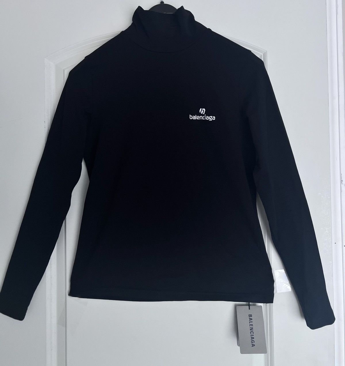 Balenciaga Logo Women's Black Fitted Turtleneck