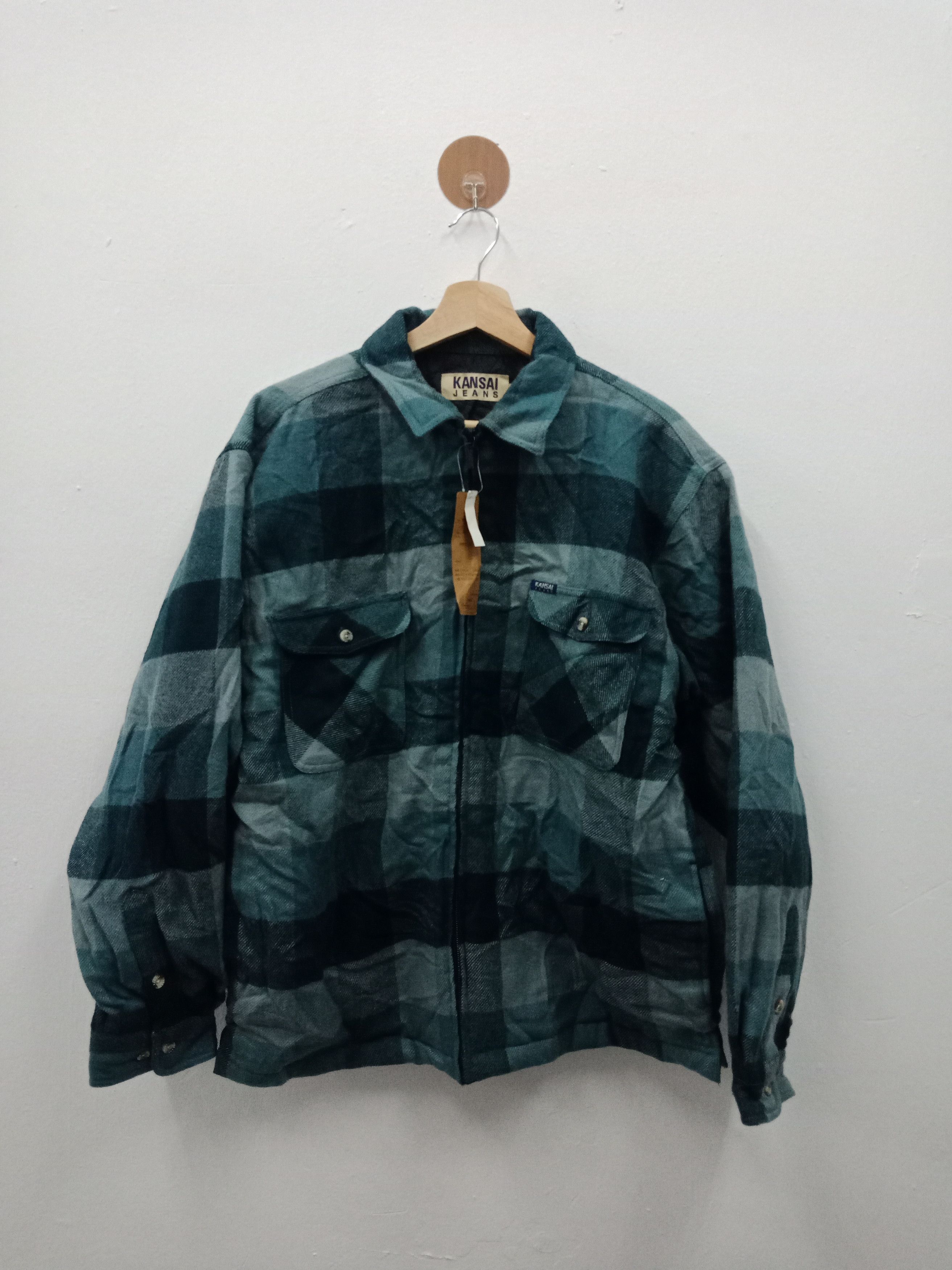 Kansai Yamamoto Kansai Yamamoto Jeans Checker Zipper Light Jacket Size US L / EU 52-54 / 3 - 1 Thumbnail