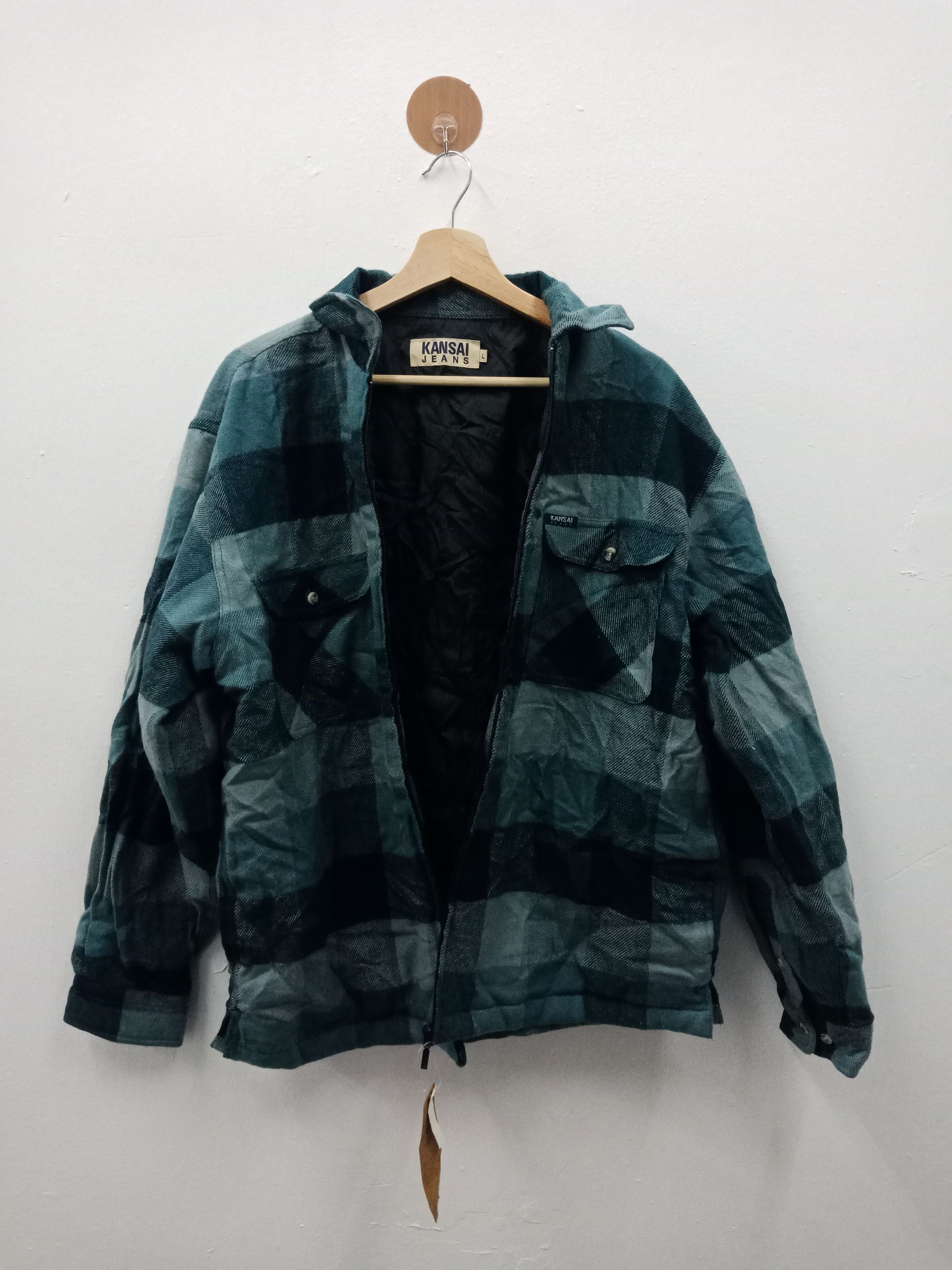 Kansai Yamamoto Kansai Yamamoto Jeans Checker Zipper Light Jacket Size US L / EU 52-54 / 3 - 3 Thumbnail