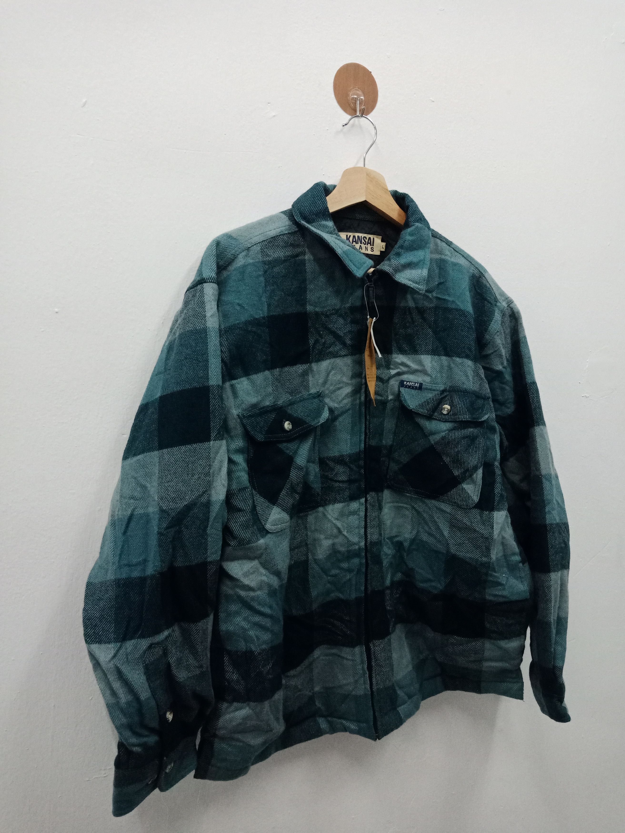 Kansai Yamamoto Kansai Yamamoto Jeans Checker Zipper Light Jacket Size US L / EU 52-54 / 3 - 5 Thumbnail