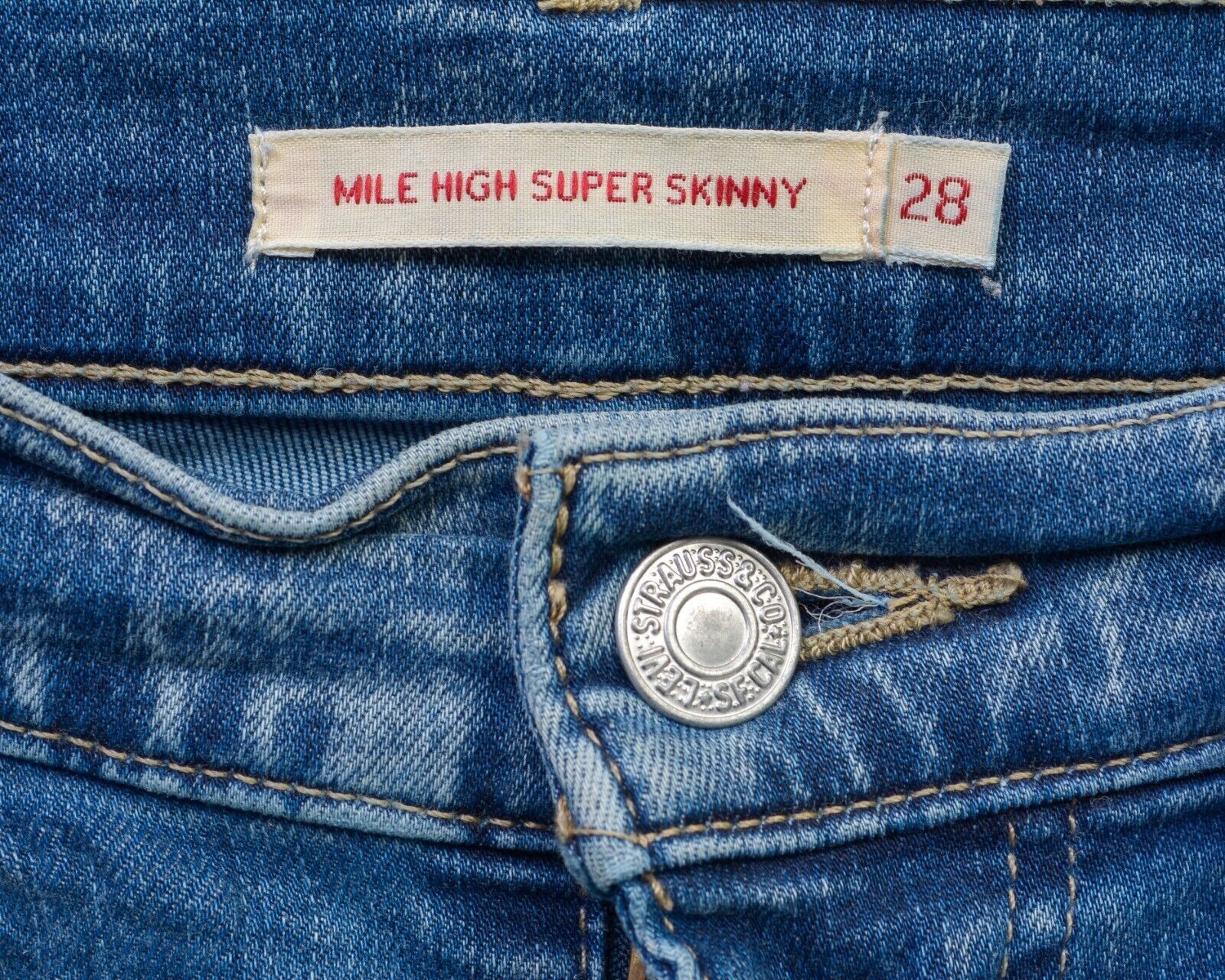Levi's Big E W28 L30 Mile High Super Skinny Premium Denim Jeans Size 28" / US 6 / IT 42 - 6 Thumbnail