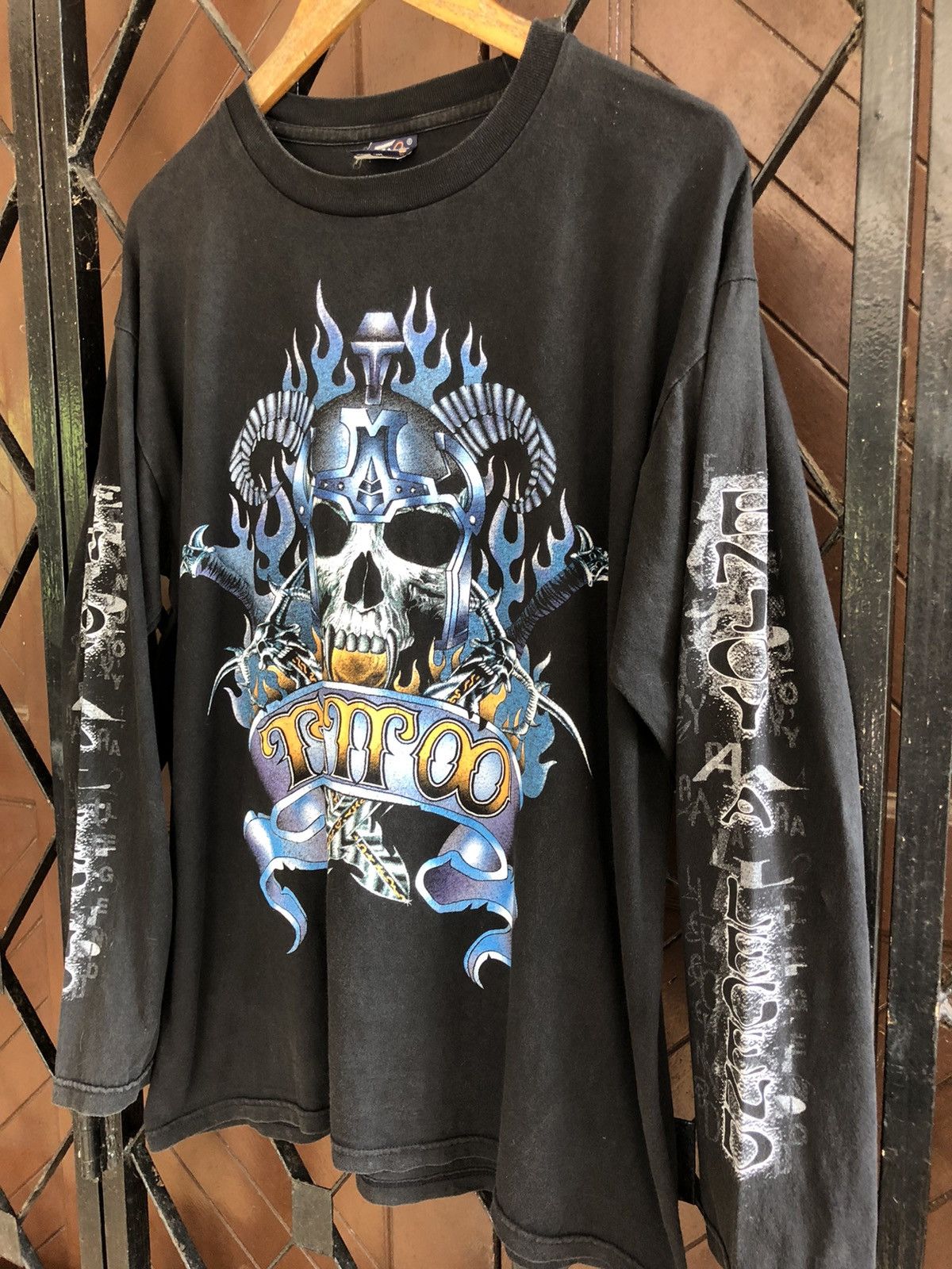 Vintage Rare Tattoo Artist Printed Skull Longsleeve Size US M / EU 48-50 / 2 - 2 Thumbnail
