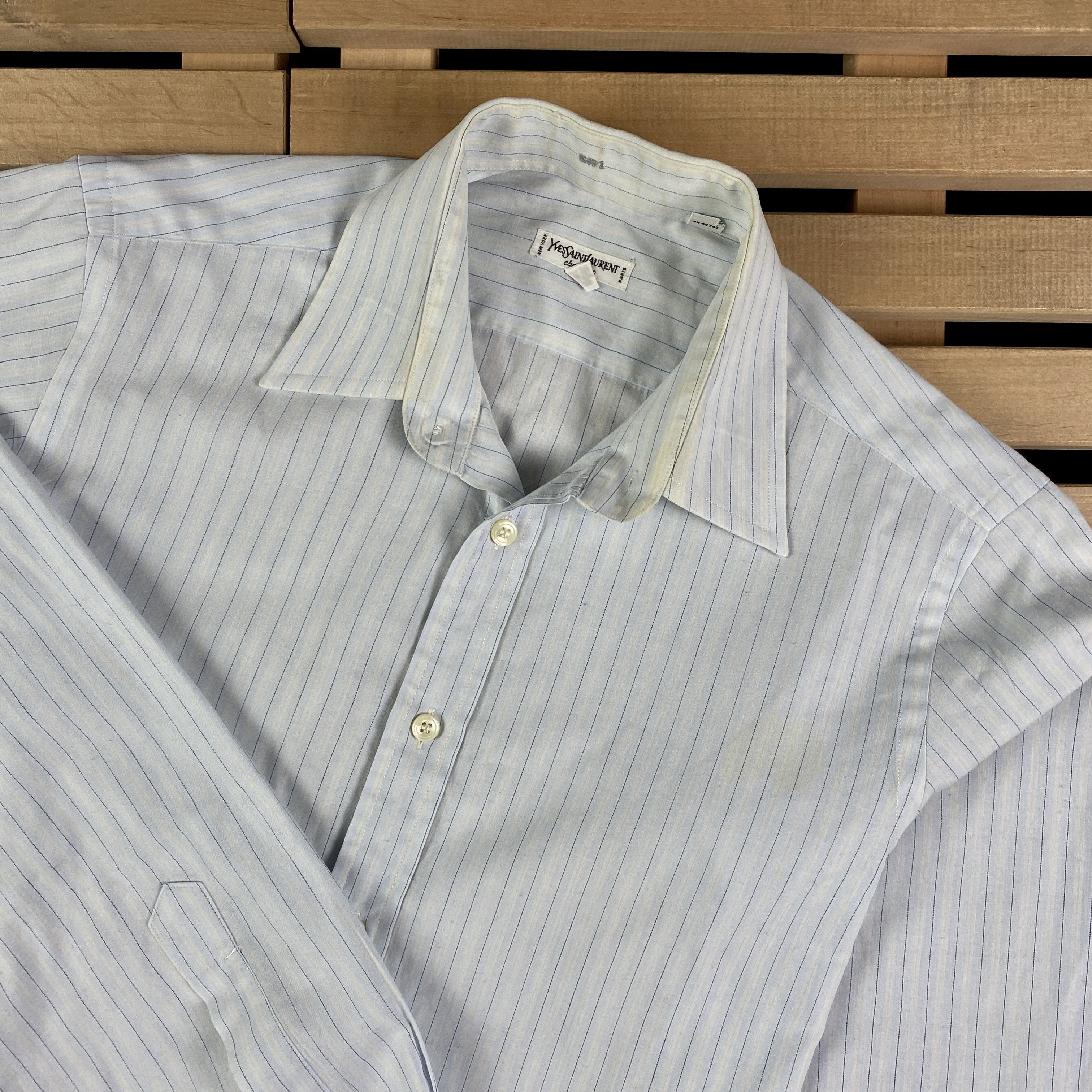 Yves Saint Laurent Mens Shirt Long Sleeve Yves Saint Laurent Vintage Size 14.5 Size US L / EU 52-54 / 3 - 2 Thumbnail