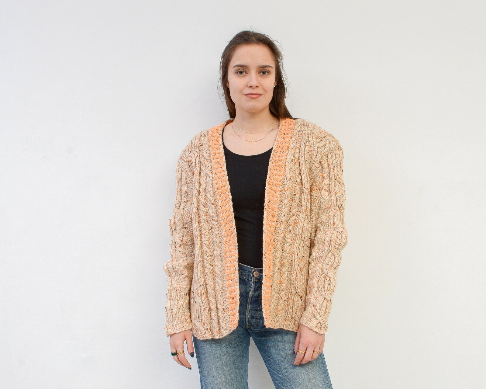 Vintage Wool Cardigan Sweater Jacket xmas Cable Knit jumper wool Size M / US 6-8 / IT 42-44 - 1 Thumbnail