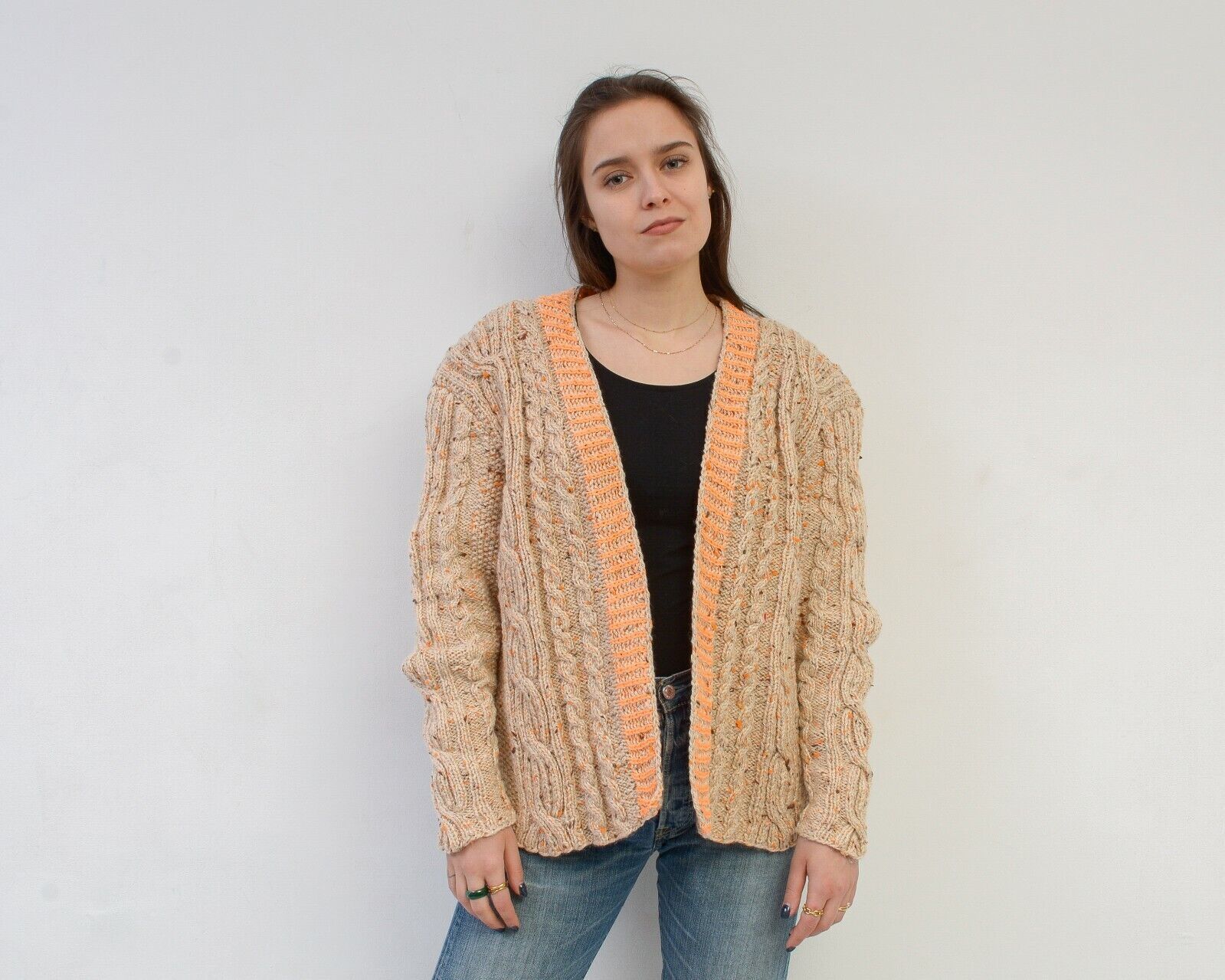 Vintage Wool Cardigan Sweater Jacket xmas Cable Knit jumper wool Size M / US 6-8 / IT 42-44 - 2 Thumbnail