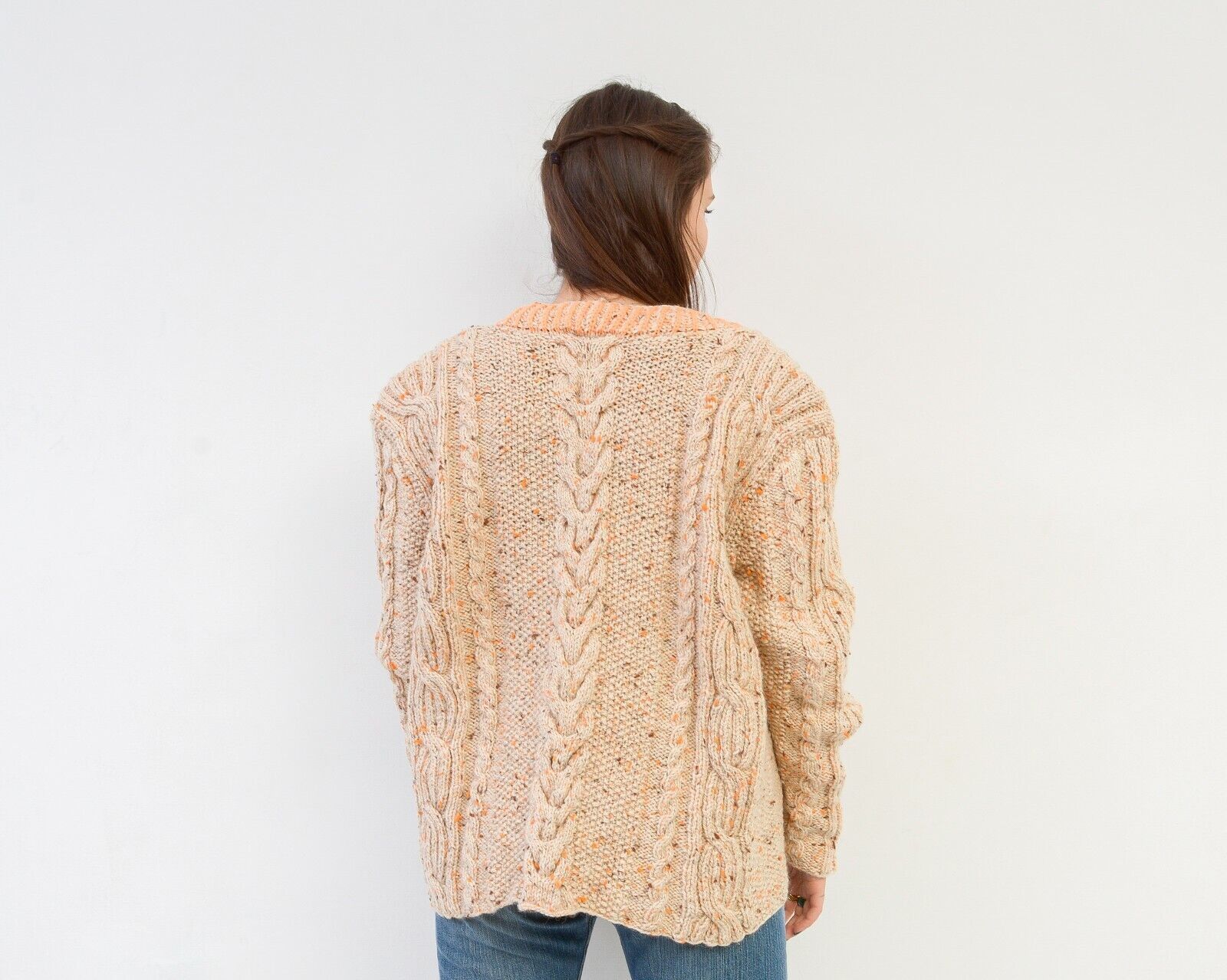 Vintage Wool Cardigan Sweater Jacket xmas Cable Knit jumper wool Size M / US 6-8 / IT 42-44 - 4 Thumbnail
