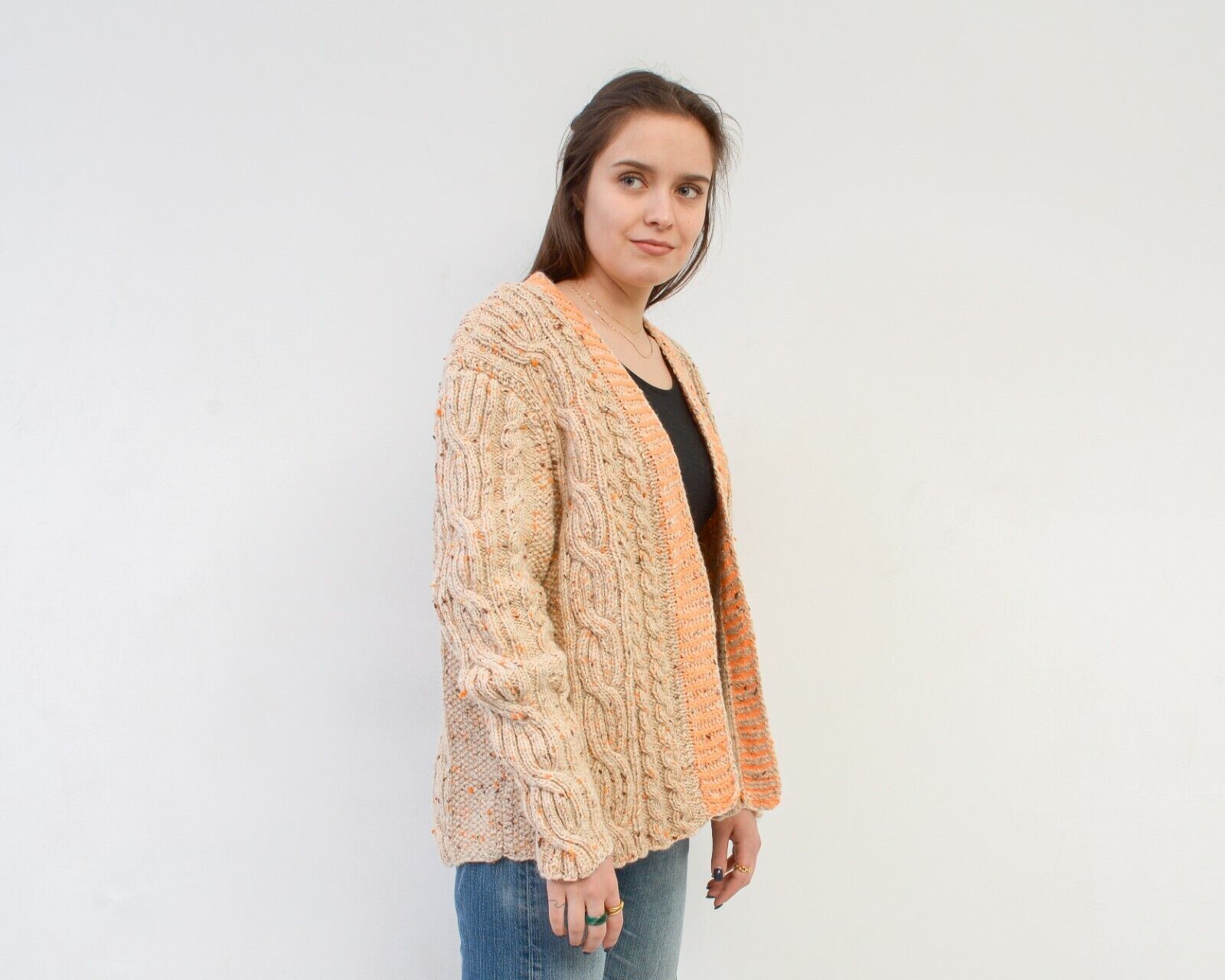 Vintage Wool Cardigan Sweater Jacket xmas Cable Knit jumper wool Size M / US 6-8 / IT 42-44 - 3 Thumbnail