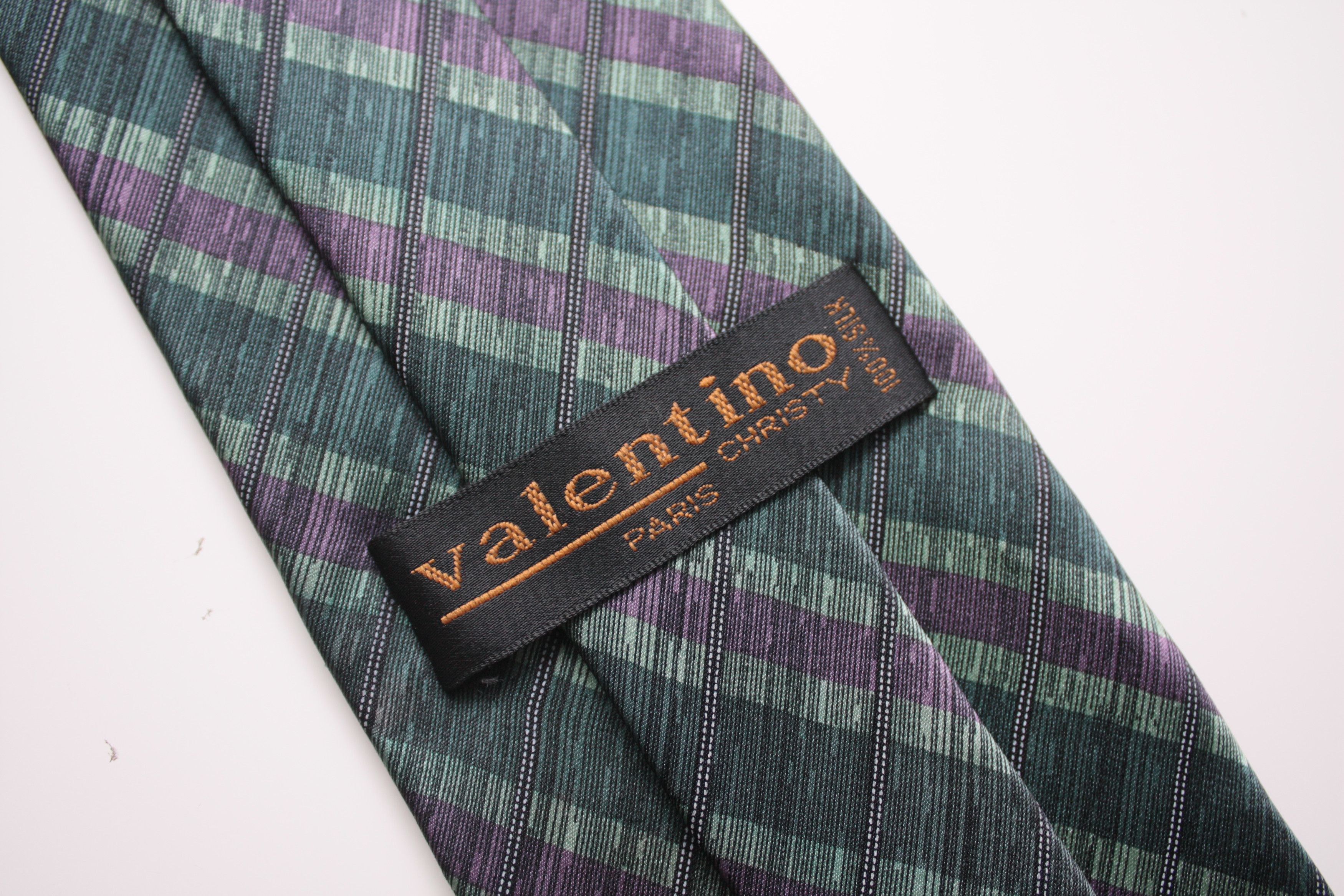 Valentino Valentino Paris Silk Tie Green Purple Size 26 - 3 Thumbnail