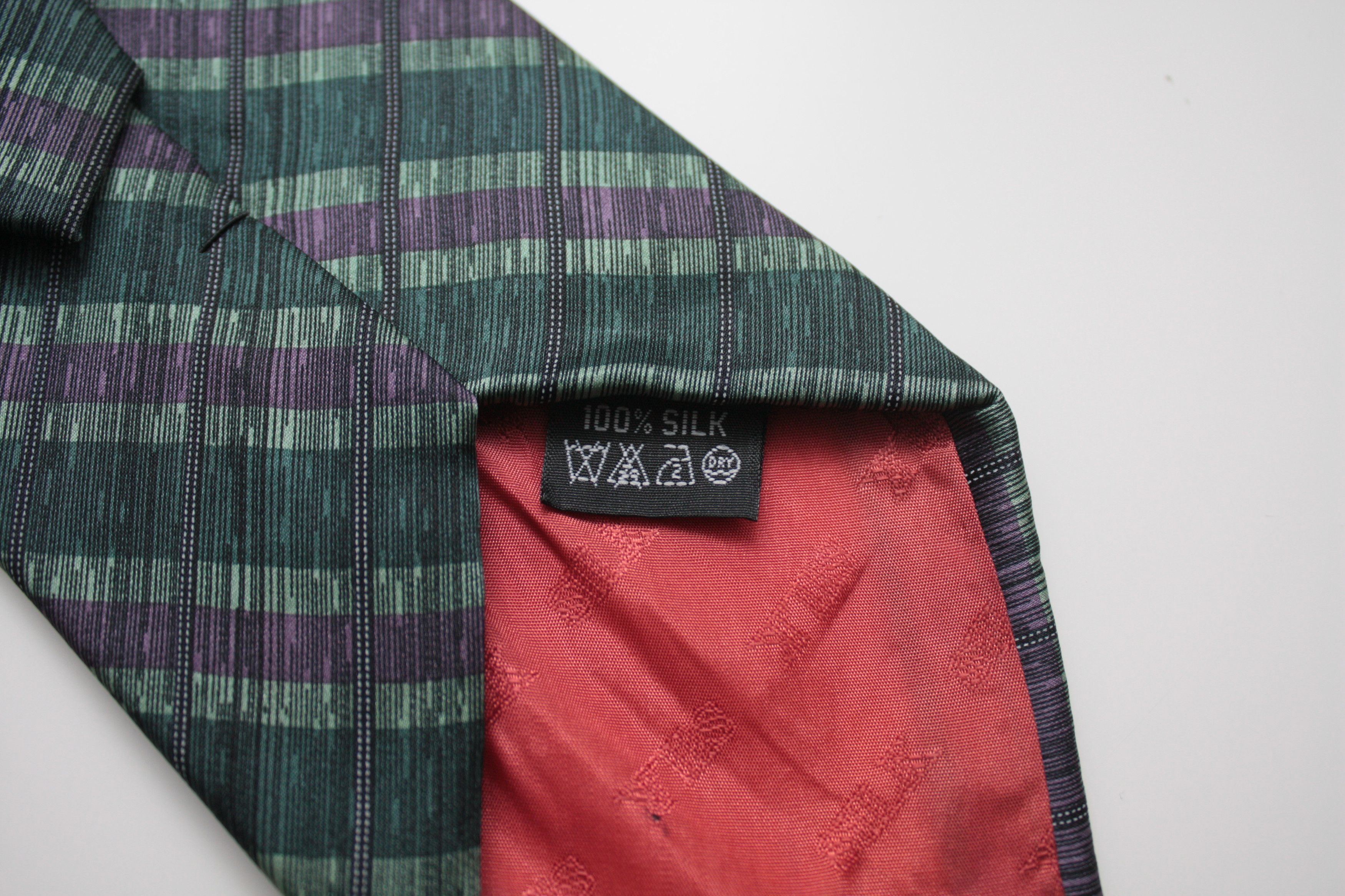 Valentino Valentino Paris Silk Tie Green Purple Size 26 - 4 Thumbnail