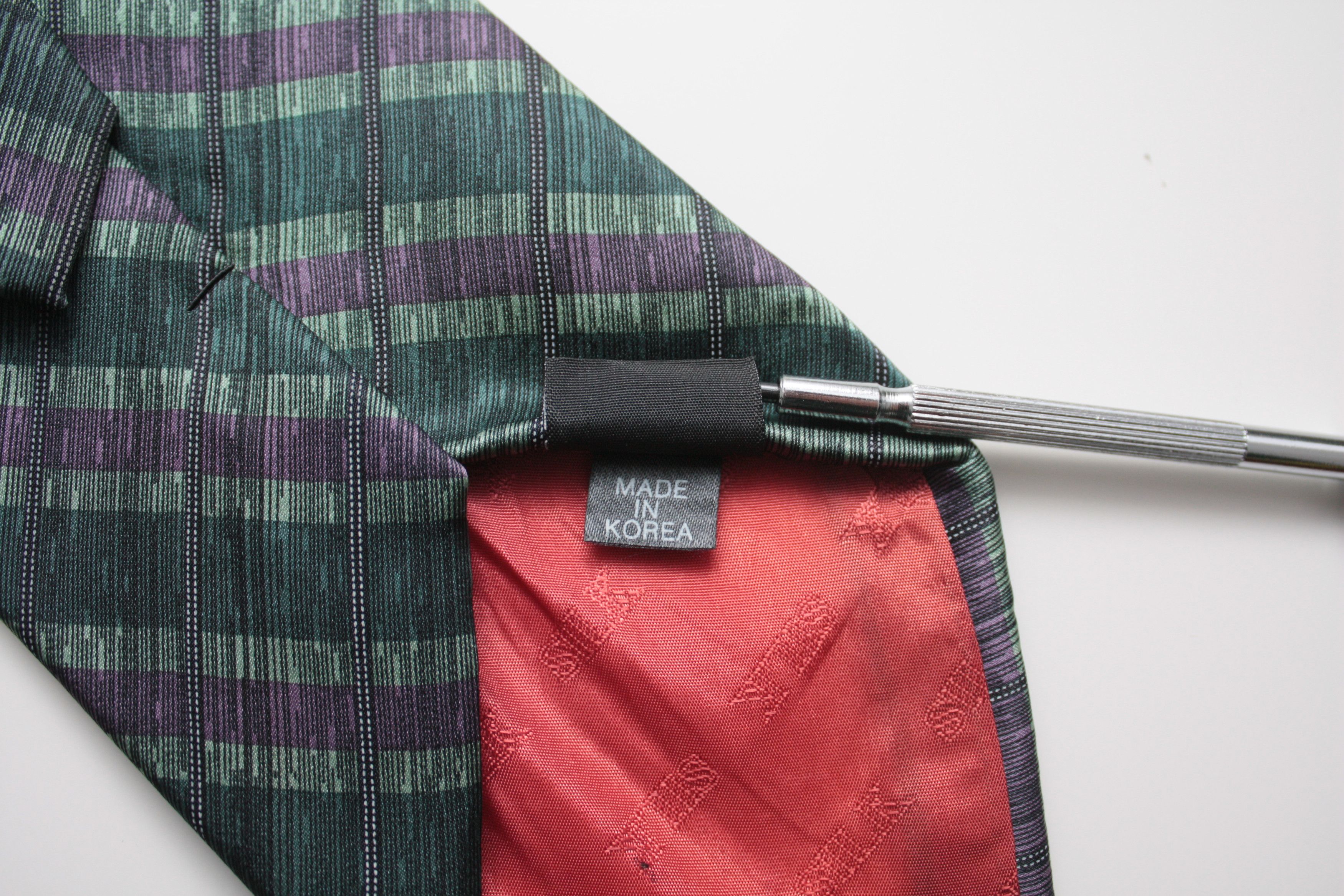 Valentino Valentino Paris Silk Tie Green Purple Size 26 - 5 Thumbnail