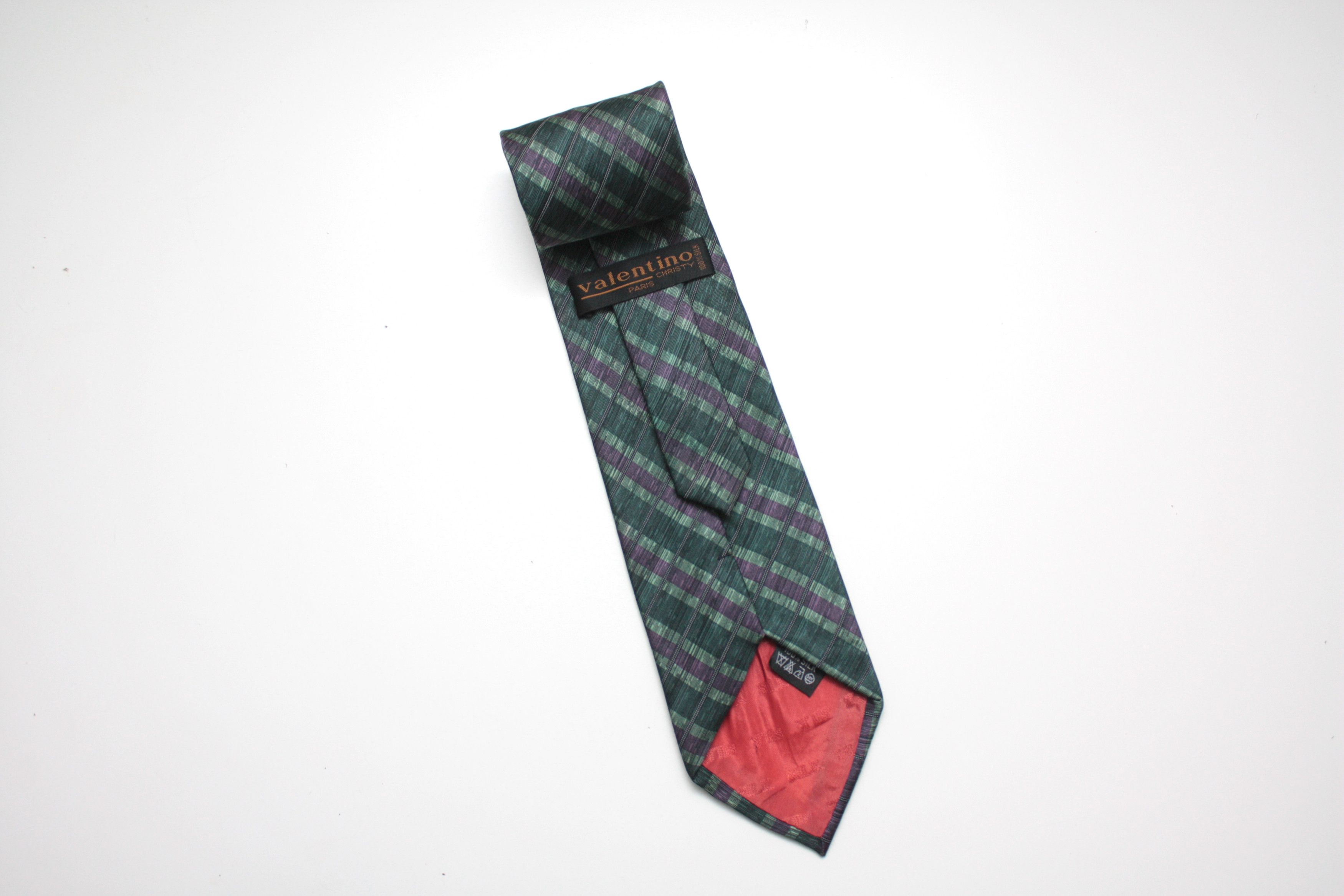 Valentino Valentino Paris Silk Tie Green Purple Size 26 - 1 Thumbnail