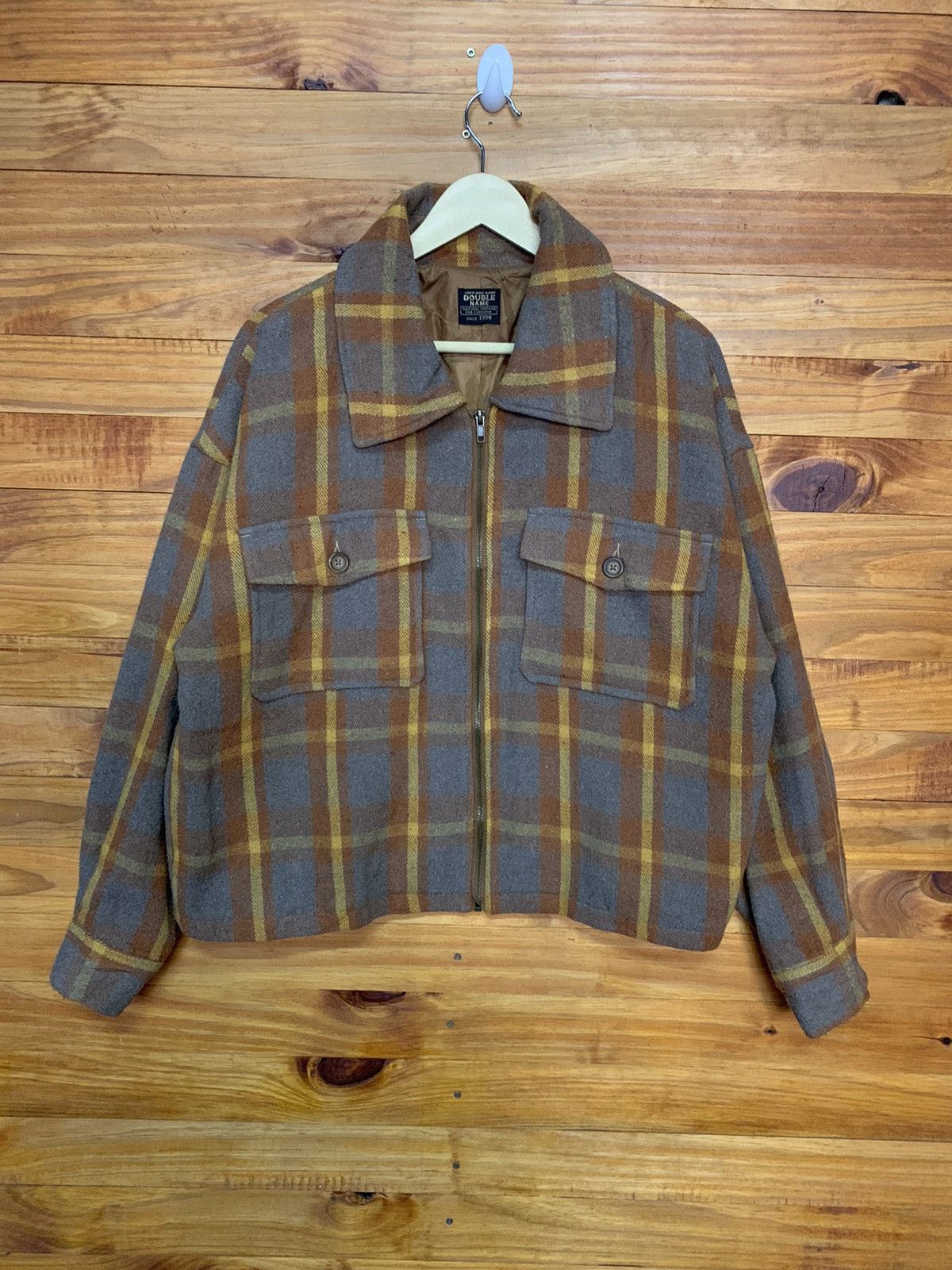Vintage Double Name Wool Plaid Biggie Work Shirt