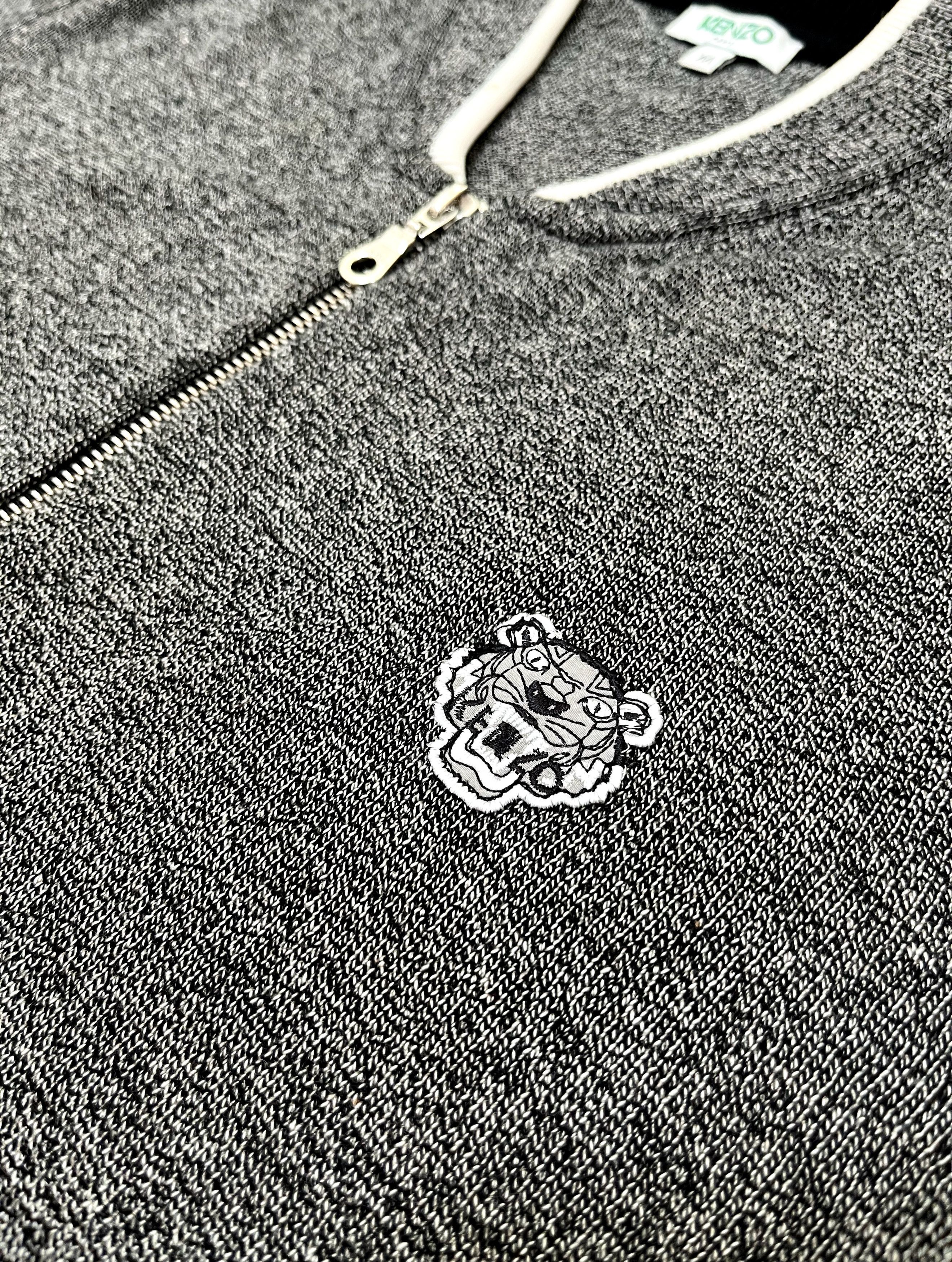 Designer Kenzo Grey Zipped Up Sweatshirt Size US M / EU 48-50 / 2 - 8 Thumbnail