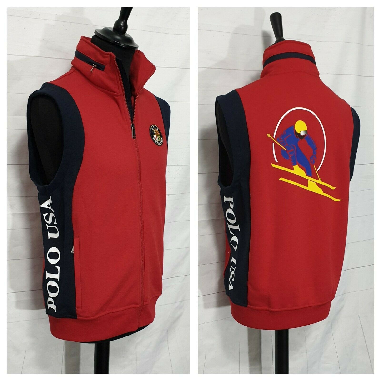 image of Polo Ralph Laurent Skier Polo Usa Hooded Vest, Men's (Size XL)