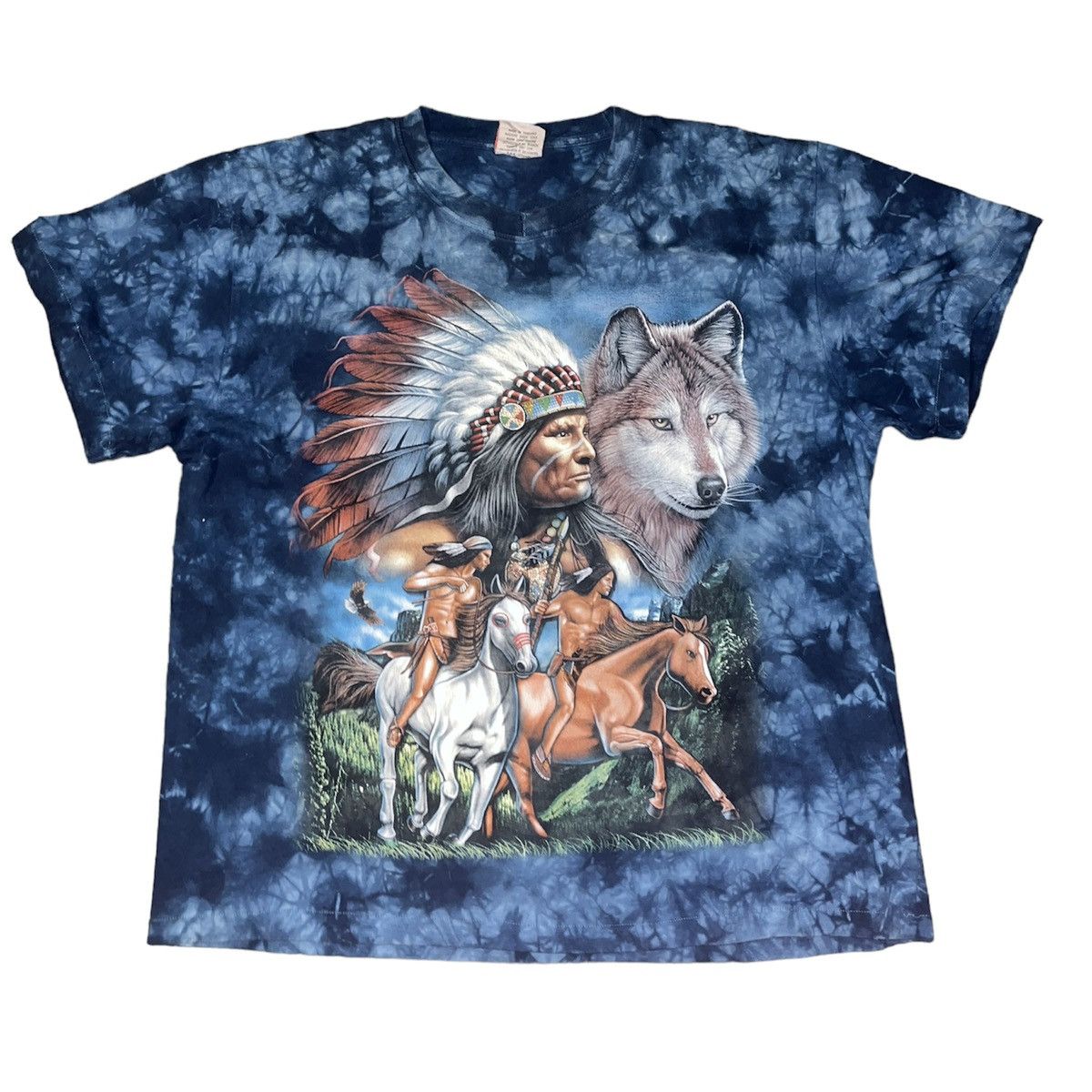 Native × Vintage Vintage Native American Blue Tie Dye Shirt Size US XL / EU 56 / 4 - 1 Thumbnail