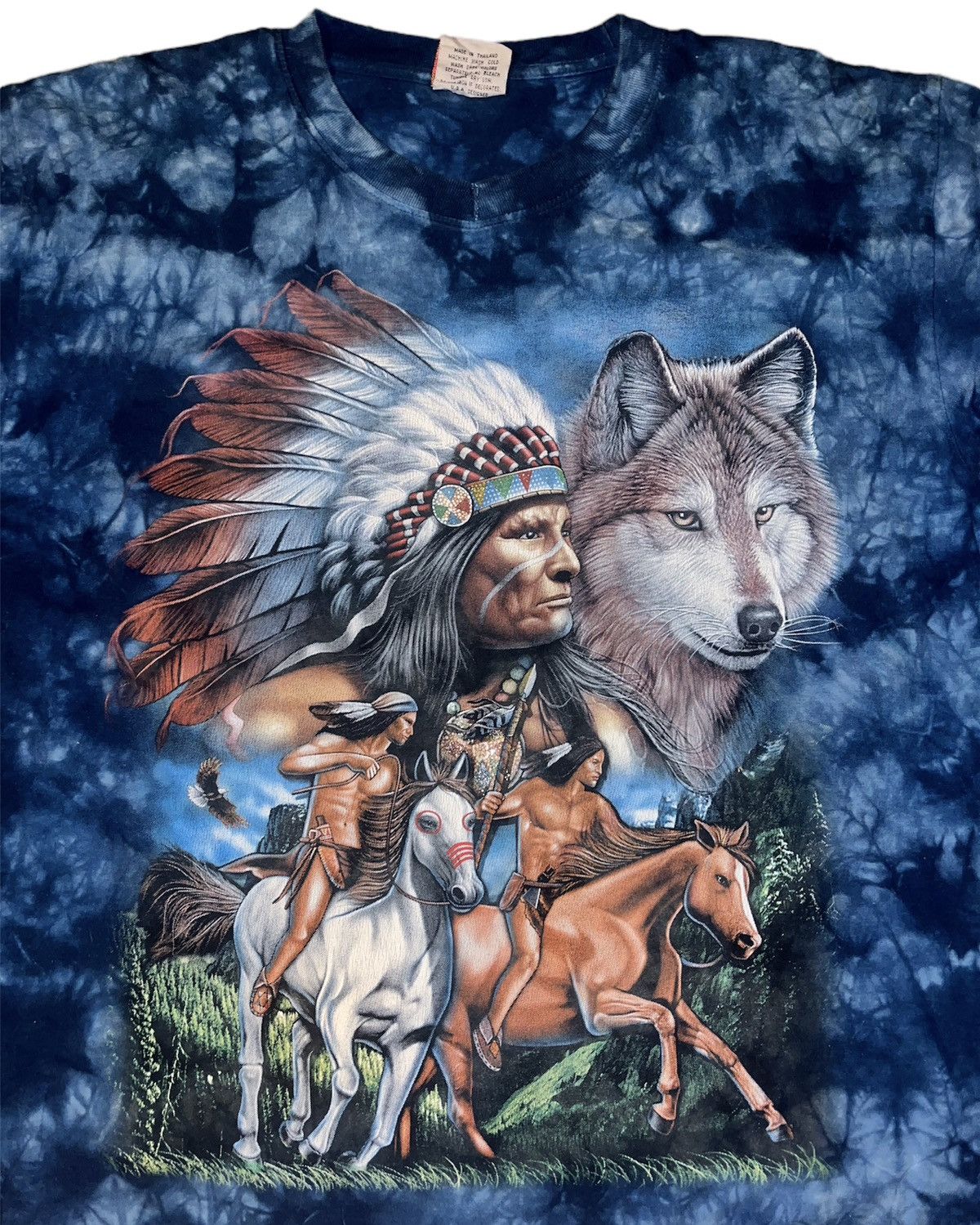 Native × Vintage Vintage Native American Blue Tie Dye Shirt Size US XL / EU 56 / 4 - 3 Thumbnail