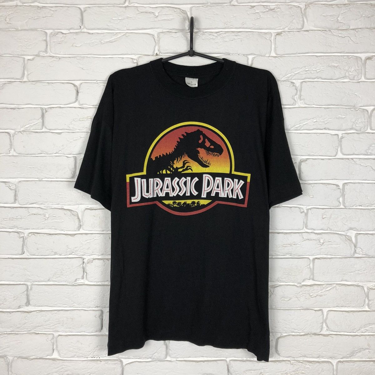 image of Movie x Vintage Jurassic Park 90’S Vintage Promo Tee T Shirt in Black, Men's (Size Large)