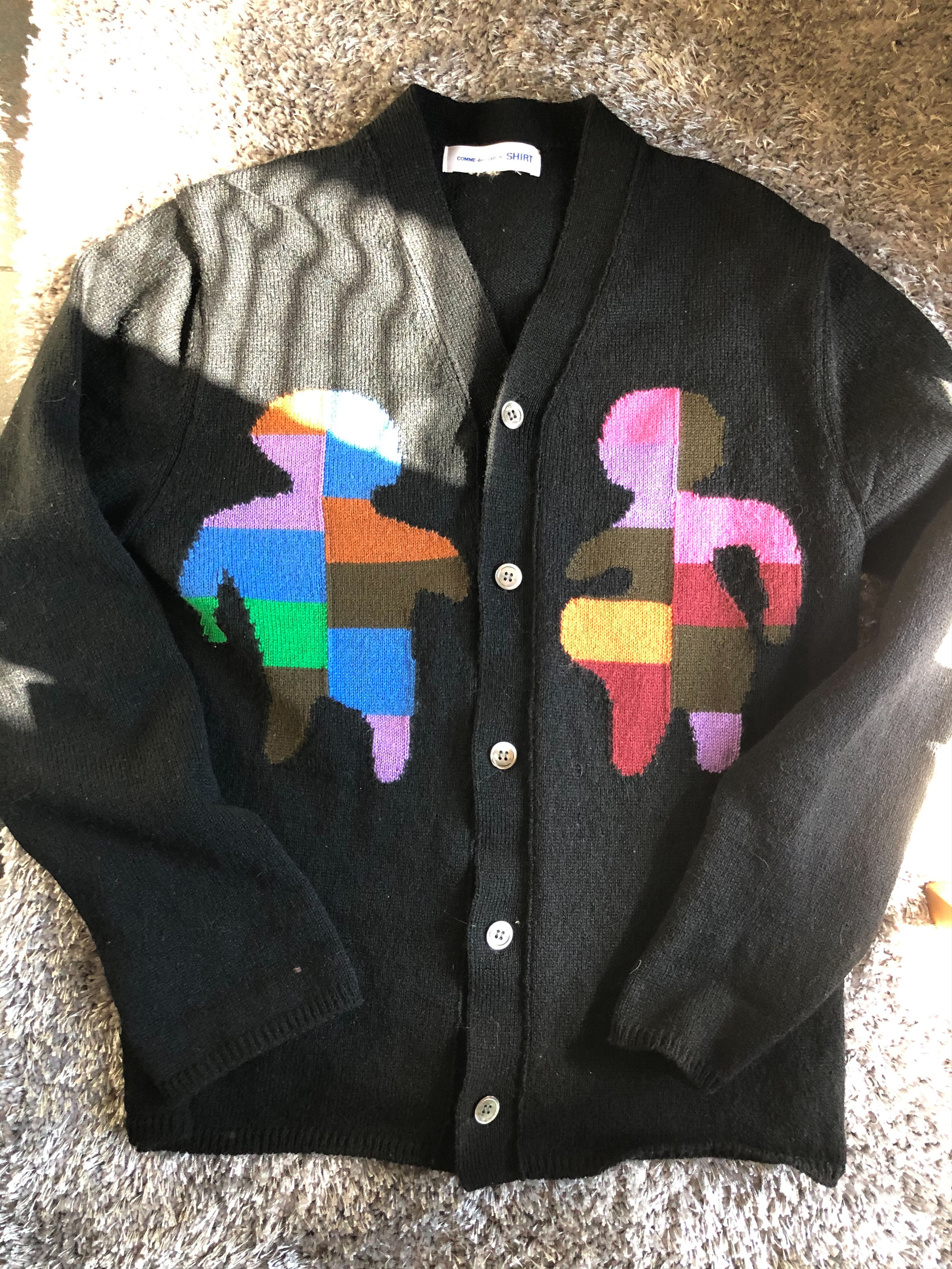 Comme des Garcons 19AW Multicolor People Intarsia Cardigan Size US M / EU 48-50 / 2 - 1 Thumbnail