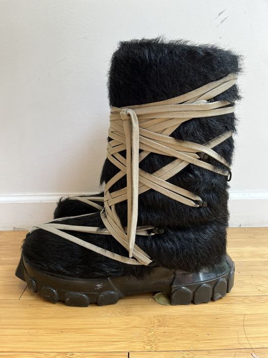 Rick Owens Rick Owens Megalace Lunar Fur Tractor Boots | Grailed